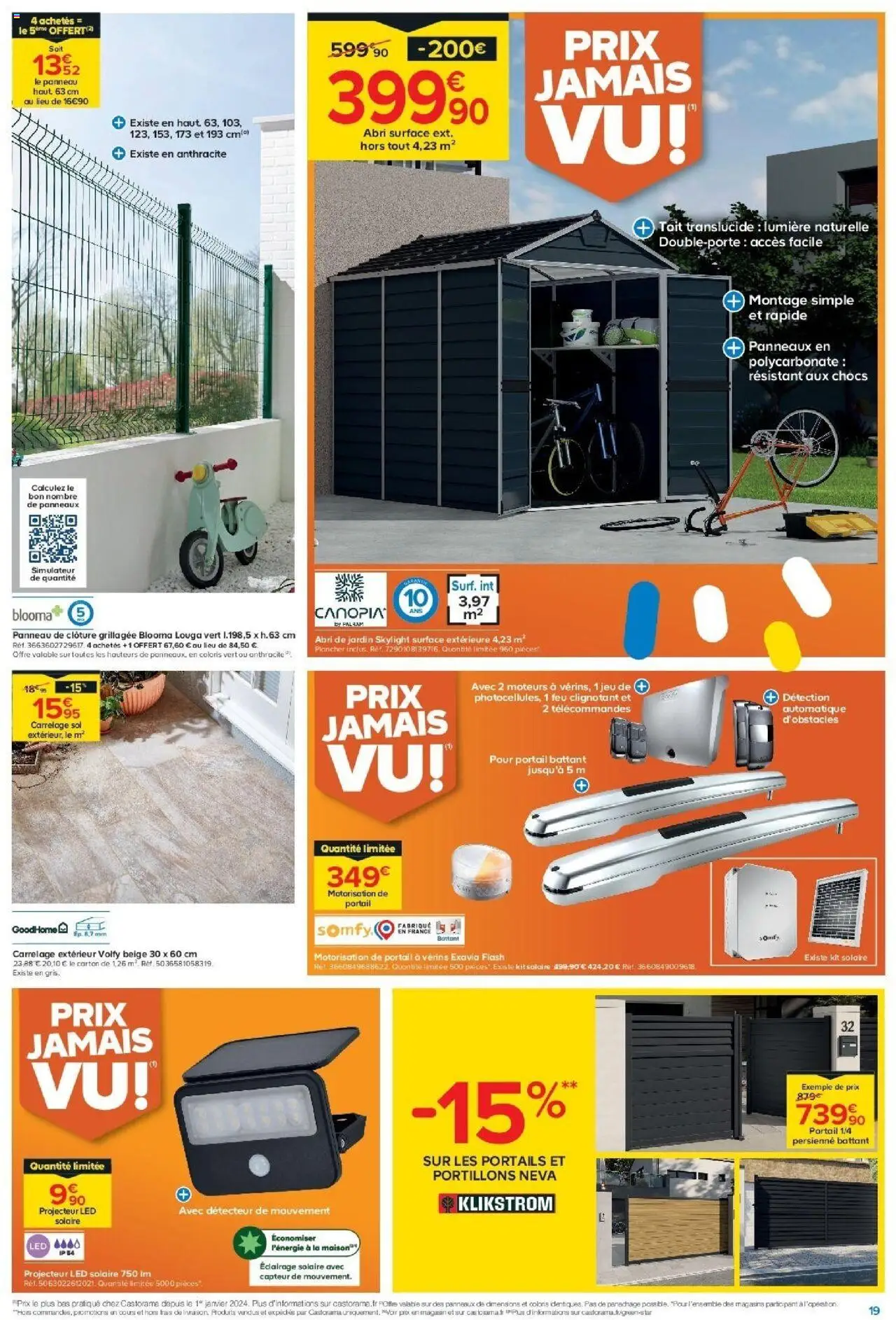 {H1} | Page: 19 | Produits: Clôture, Projecteur led solaire, Projecteur, Abri de jardin