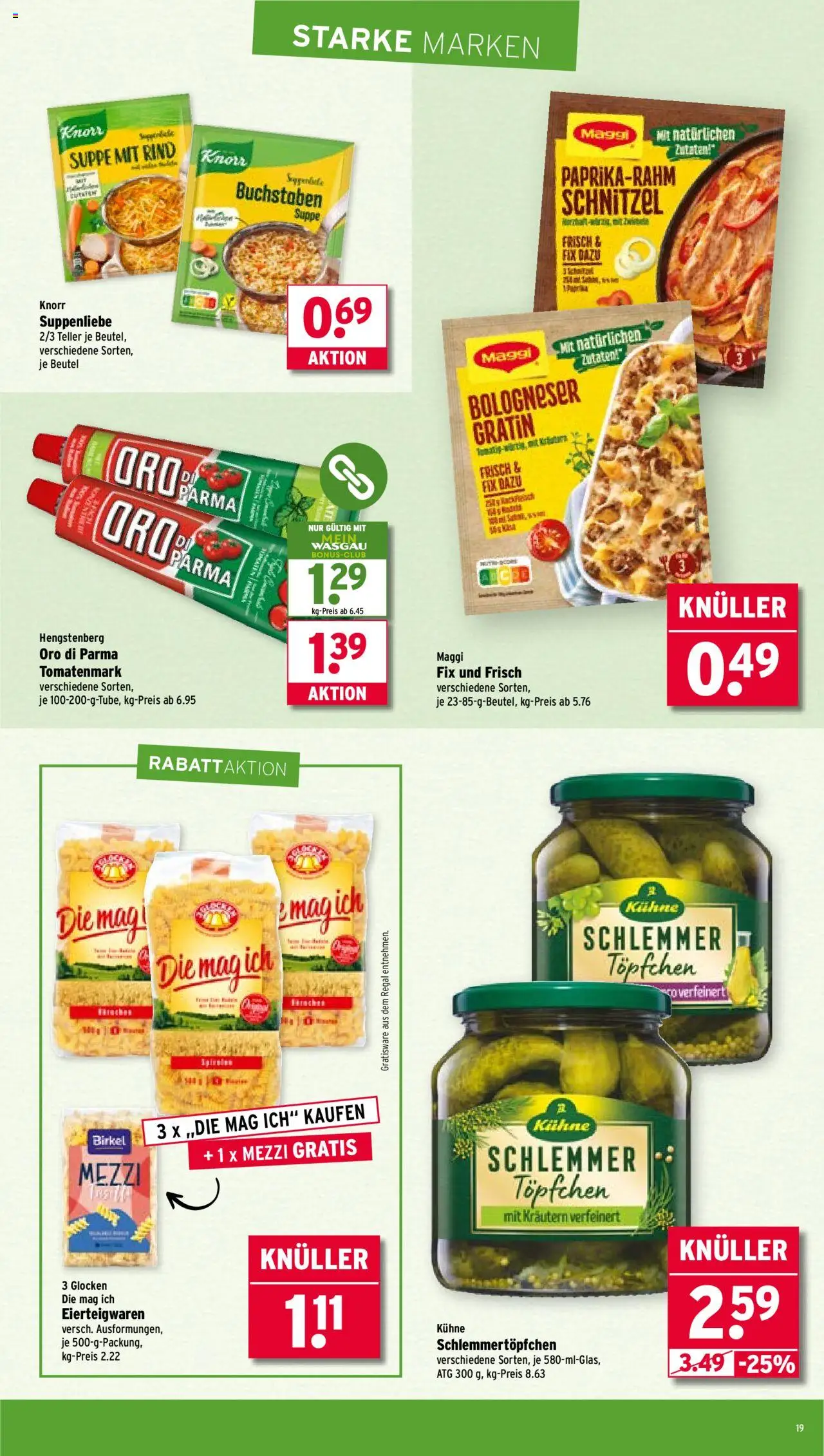 Wasgau Prospekt 	 - gültig ab dem 28.07.2025 | Seite: 19 | Produkte: Maggi, Regal, Knorr, Schnitzel