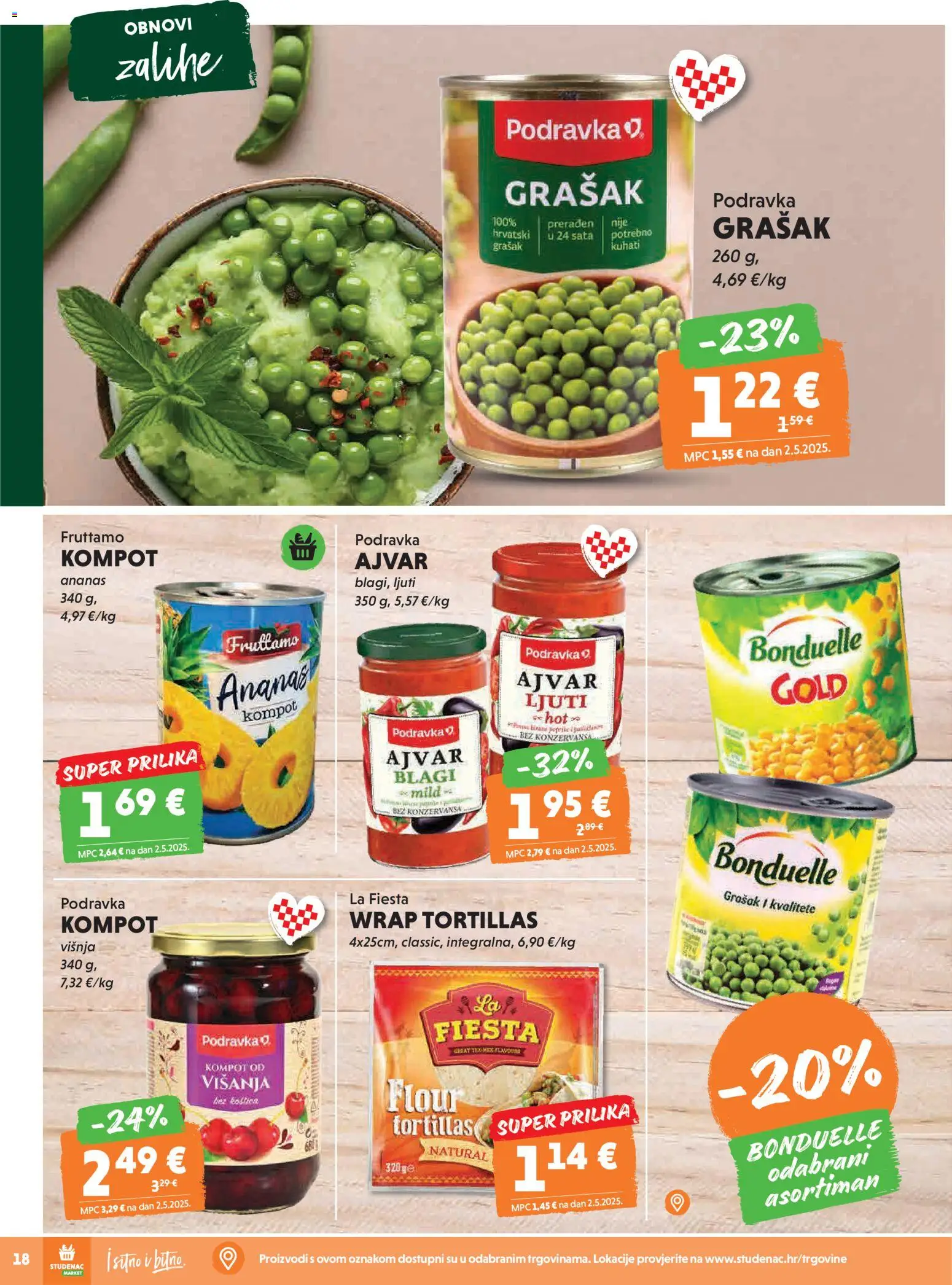 Studenac katalog | vrijedi od 11.02.2026 | Stranica: 18 | Proizvodi: Podravka, Ajvar, Grašak, Kompot