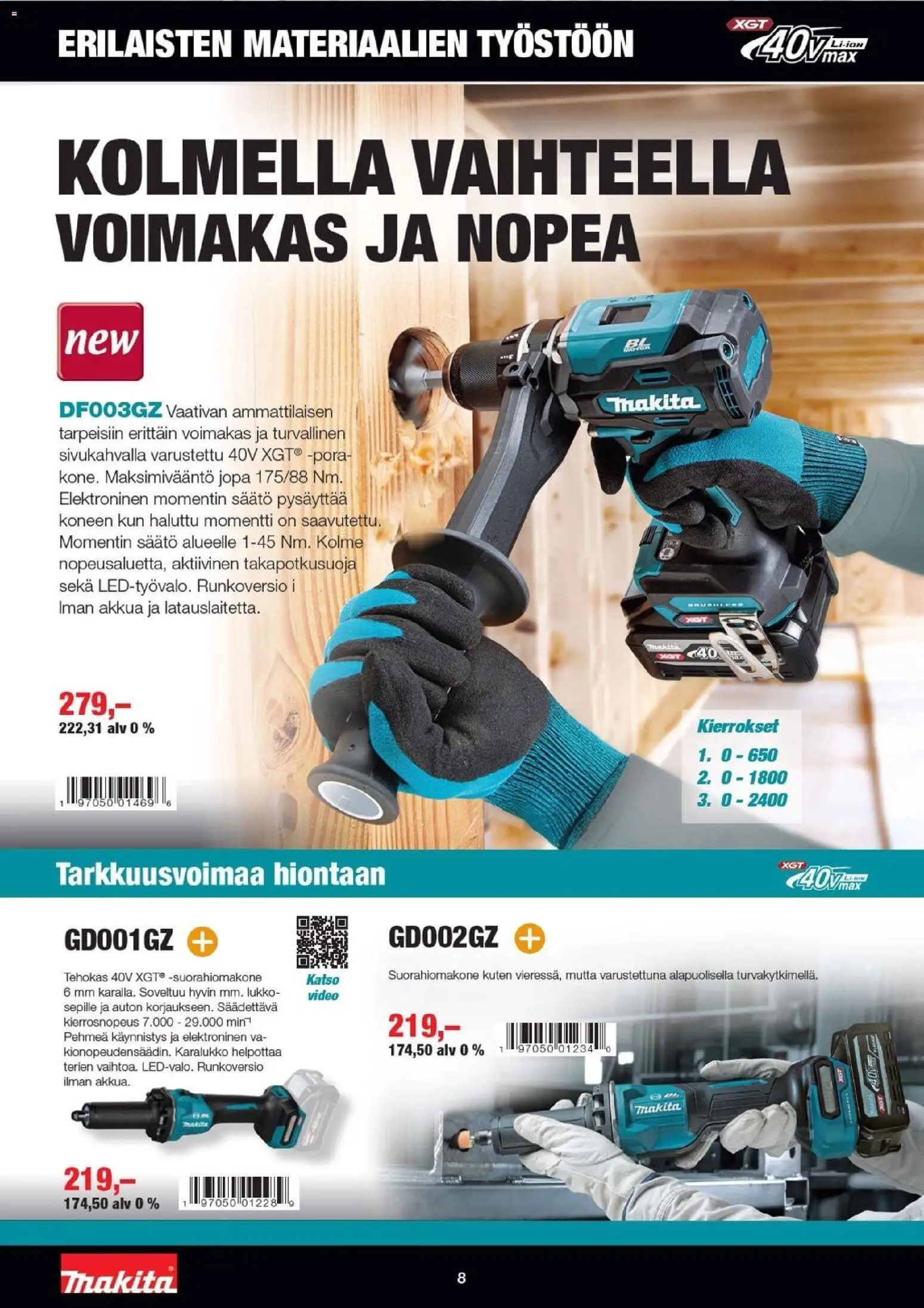 Makita tarjoukset – voimassa 01.01.2026 alkaen | Sivu: 8 | Tuotteet: Lukko, Pora, Video