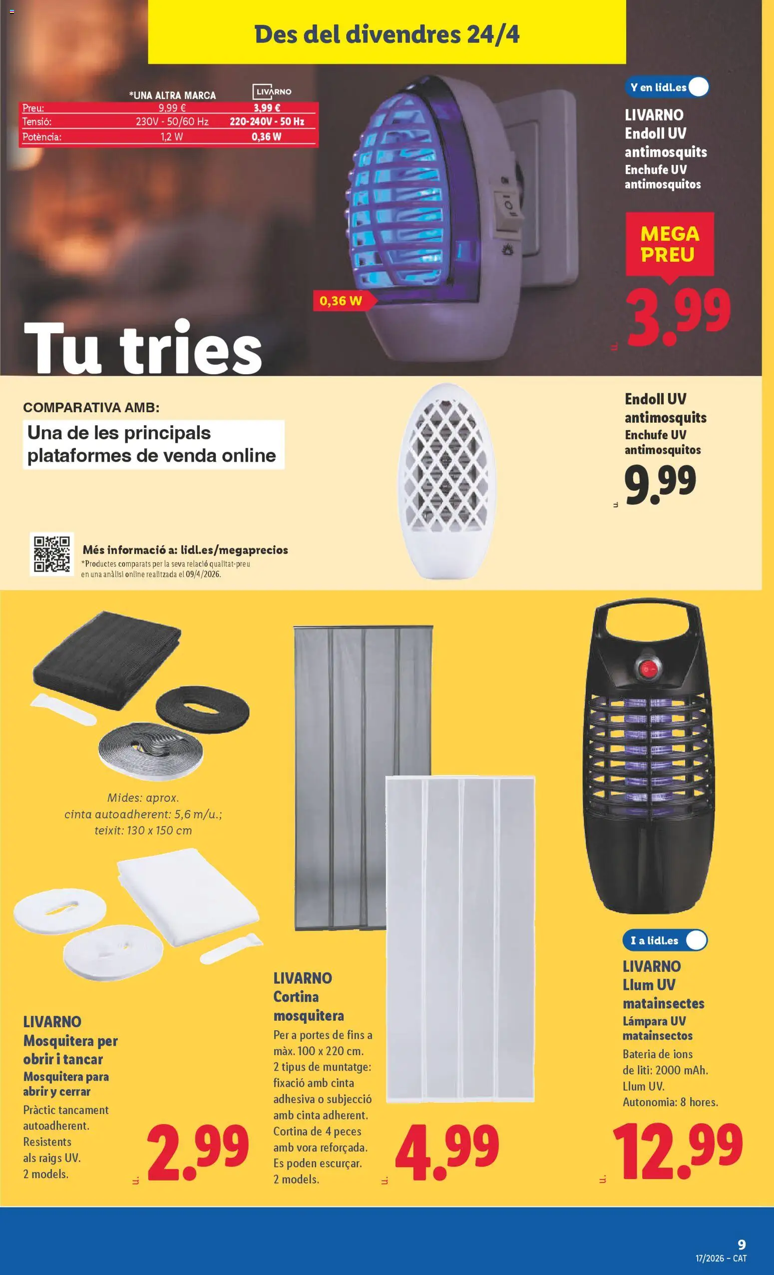Lidl folleto de bazar │ válido desde el 20.04.2026 | Página: 17 | Productos: Cortina, Enchufe, Batería, Lámpara