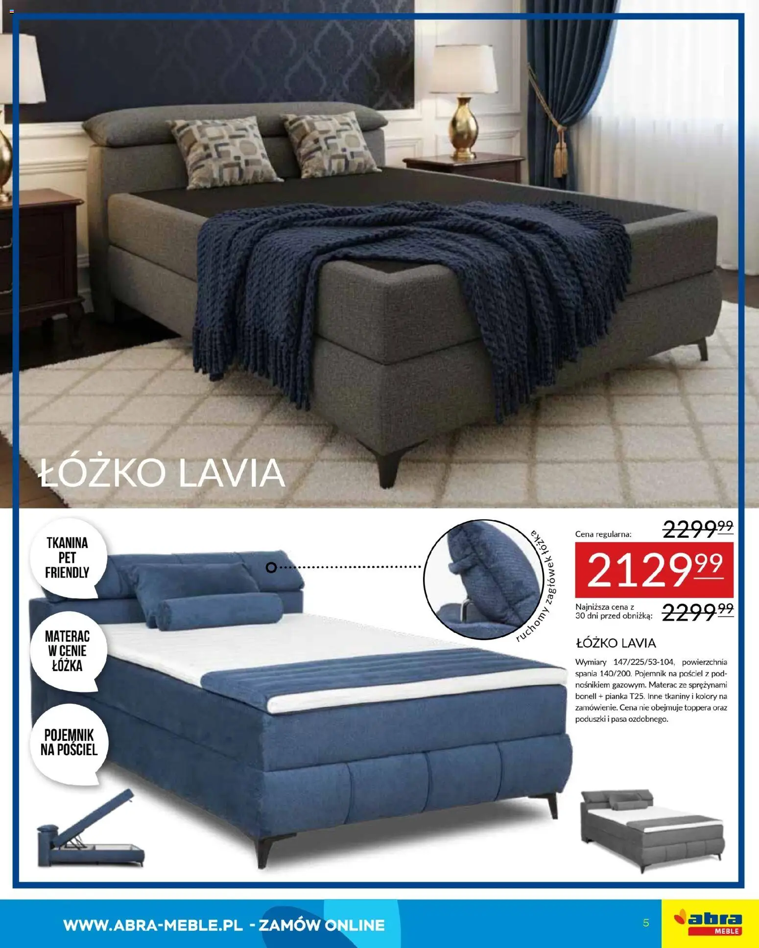 Abra meble Gazetka od 29.01.2026 | Strona: 5 | Produkty: Pościel, Łóżko, Materac
