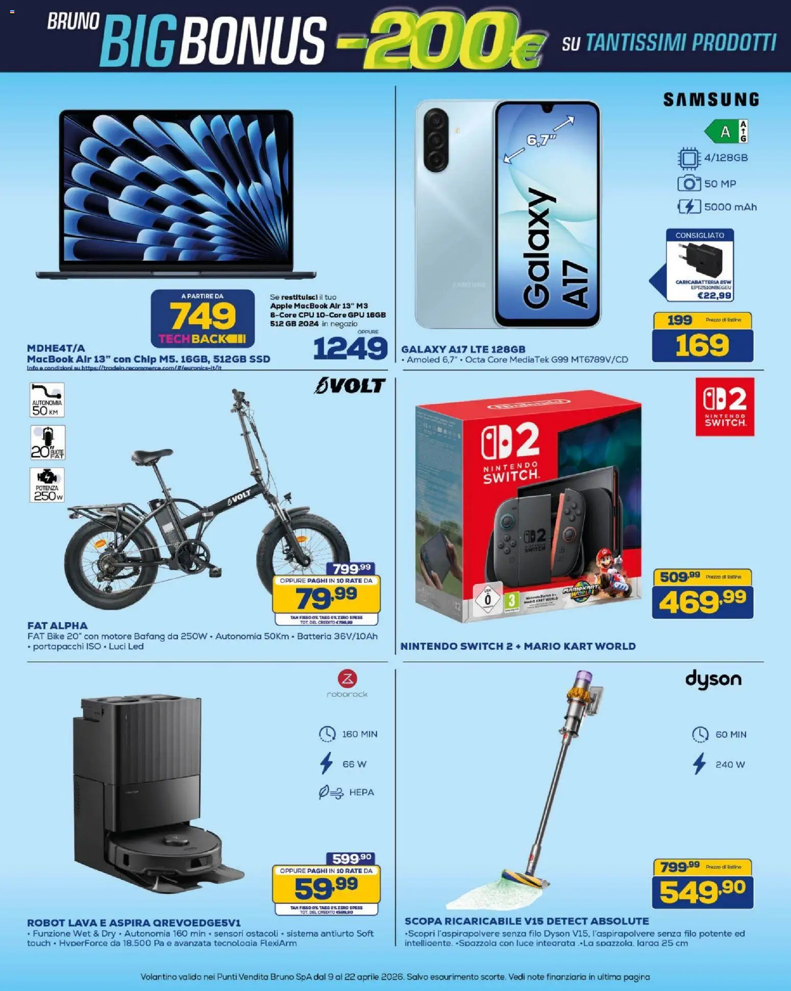 Volantino BRUNO del 09.04.2026 | Pagina: 3 | Prodotti: Spazzola, Macbook air, Robot, Batteria