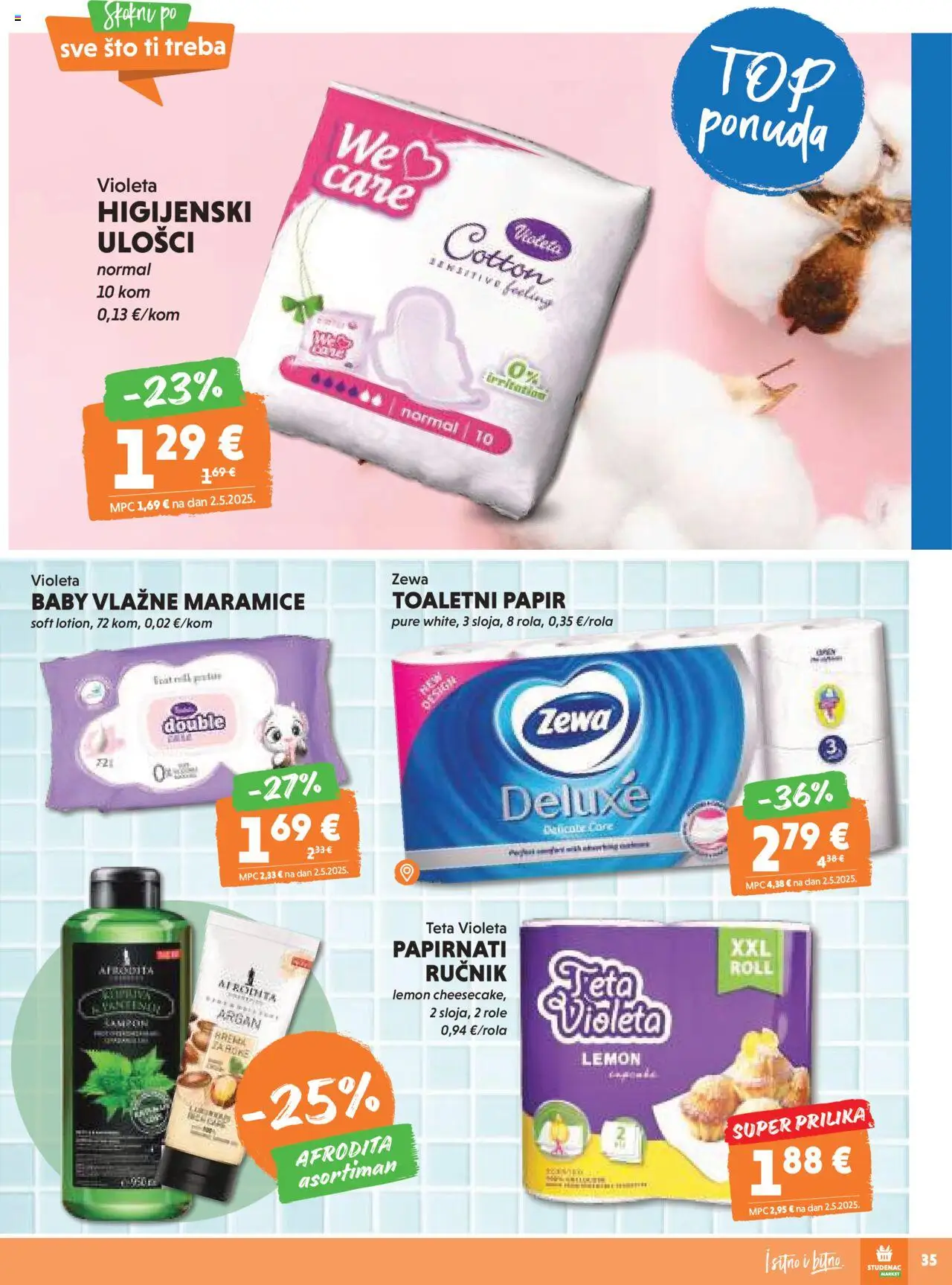 Studenac katalog | vrijedi od 15.10.2025 | Stranica: 35 | Proizvodi: Feta, Vlažne maramice, Ručnik, Violeta