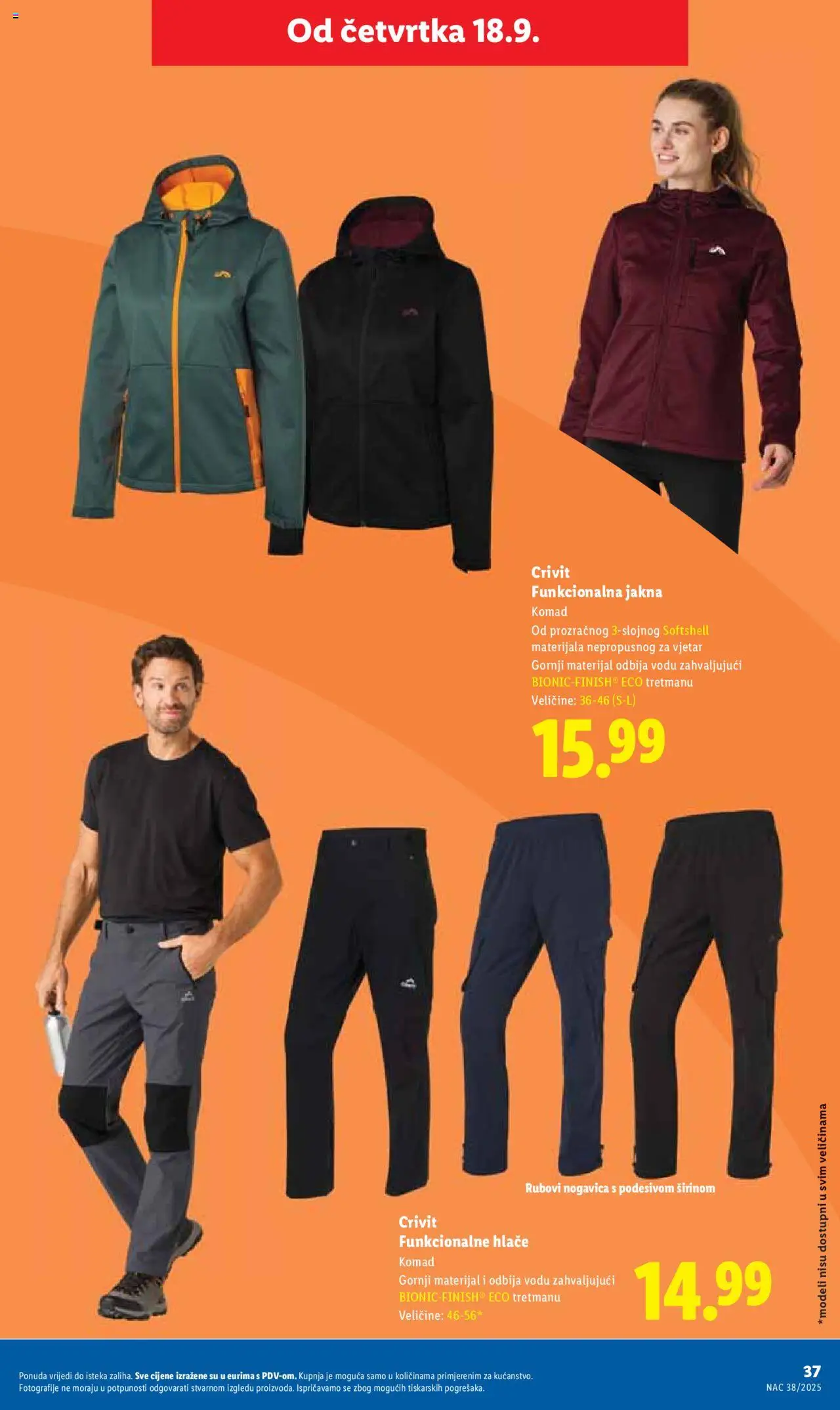 Lidl katalog | vrijedi od 18.09.2025 | Stranica: 37 | Proizvodi: Jakna, Hlače