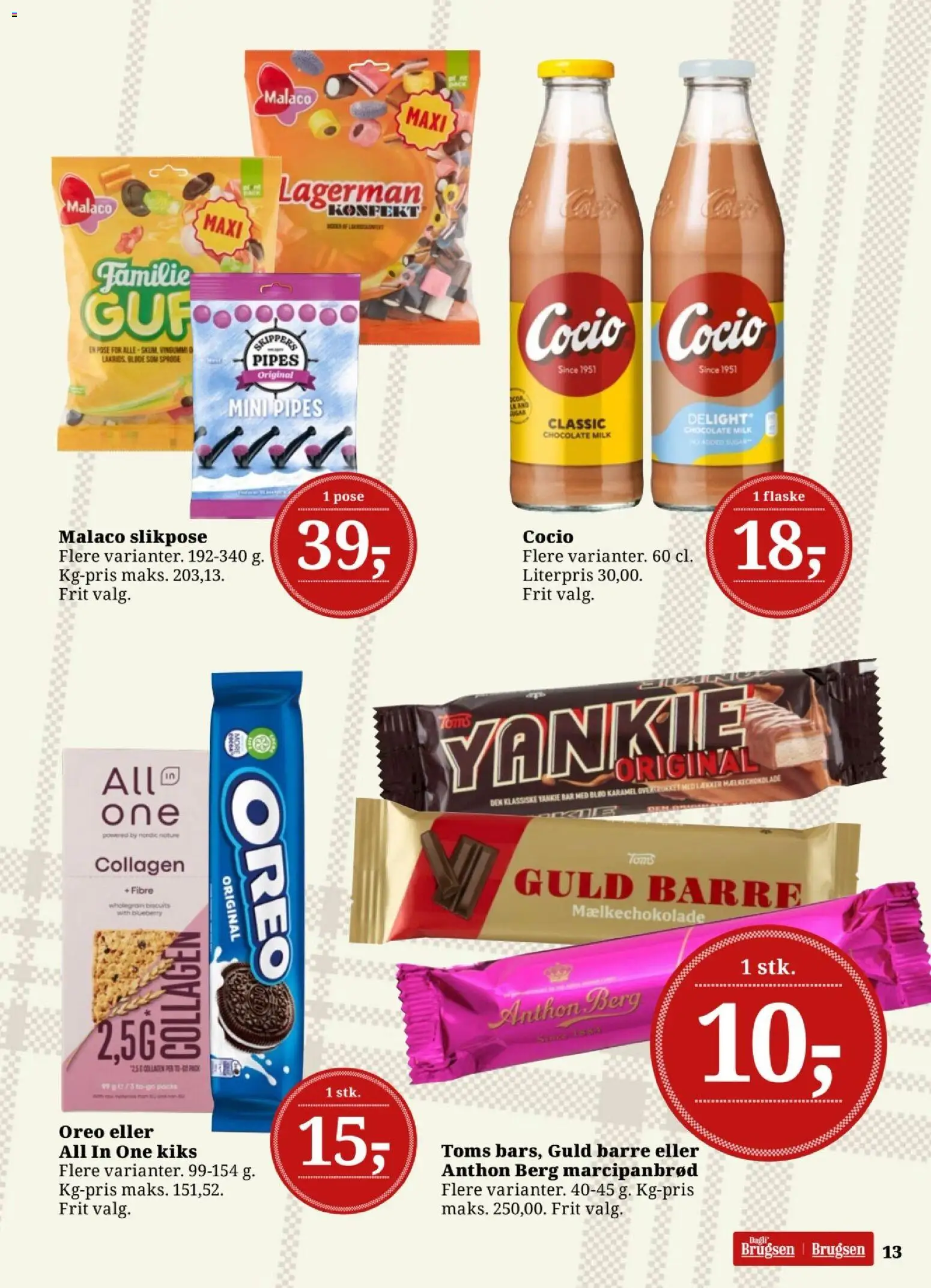 Dagli'Brugsen tilbudsavis – gyldig fra 16.01.2026 | Side: 13 | Produkter: Marcipanbrød, Søm, Collagen, Oreo
