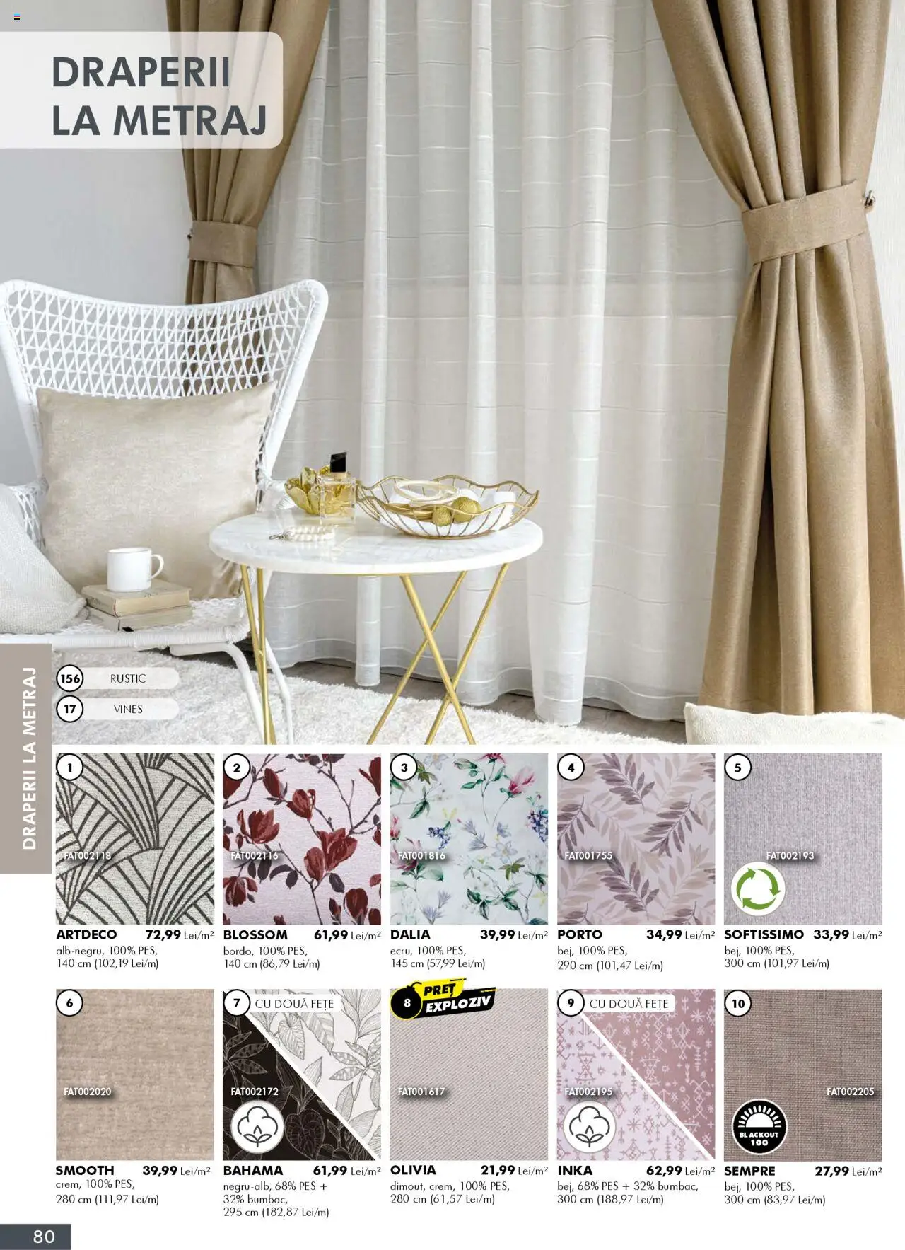 Noul catalog Diego – valabil de la 01.10.2025 | Pagină: 80 | Produse: Draperii