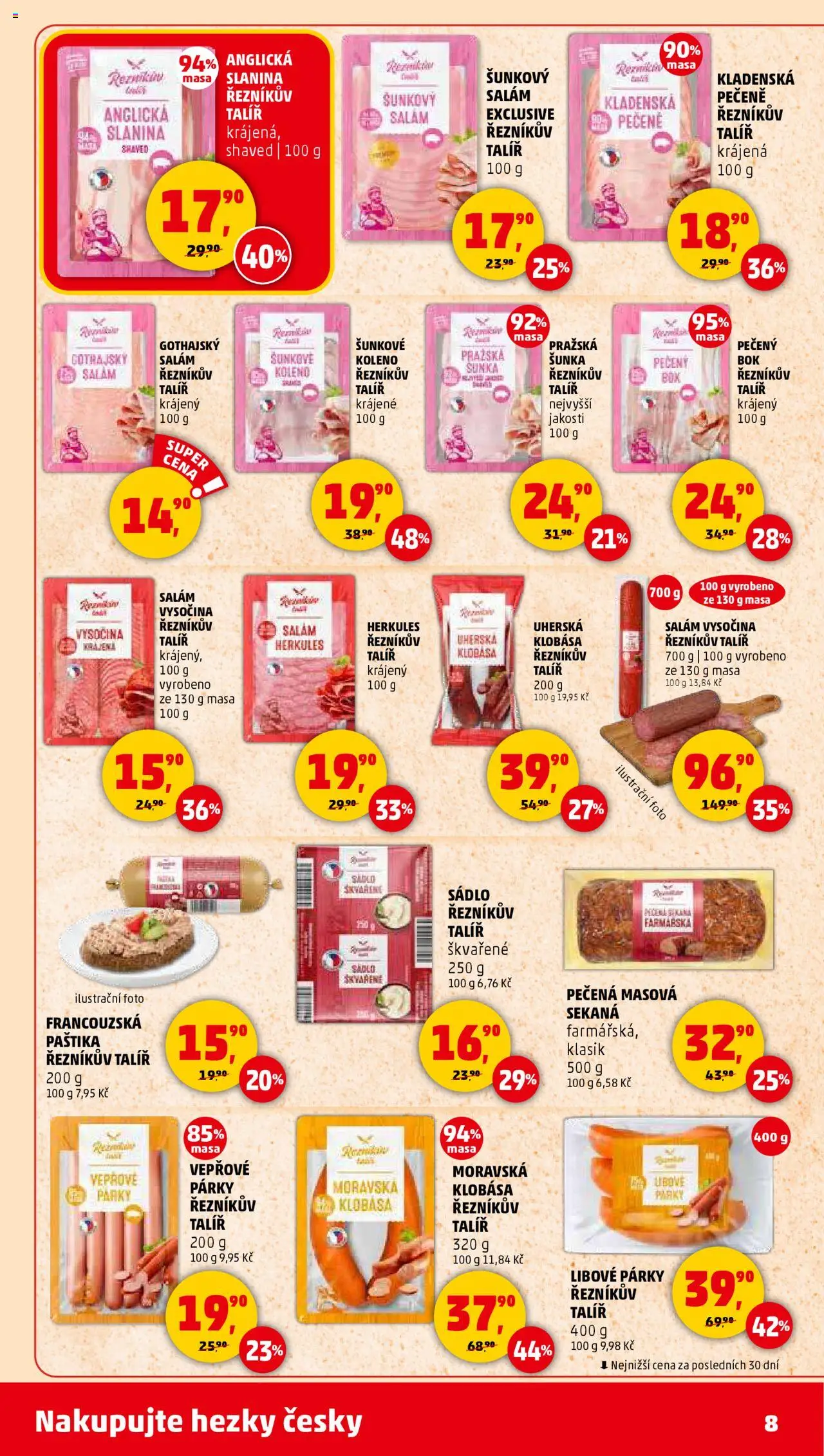Penny Market leták - Čtvrtečník od 21.08.2025 | Strana: 8 | Produkty: Sádlo, Pražská šunka, Vysočina, Paštika