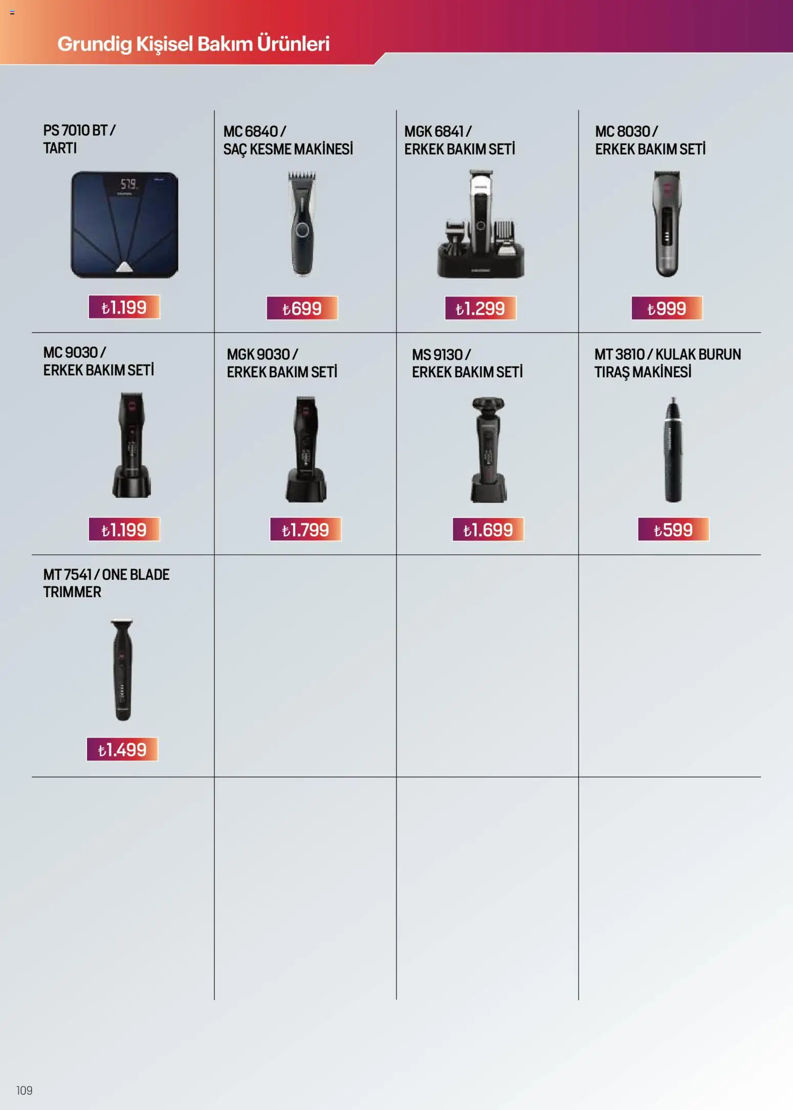 Arçelik Katalog - 16.04.2026 tarihinden itibaren geçerlidir | Sayfa: 109 | Ürünler: Tartı, Tıraş makinesi