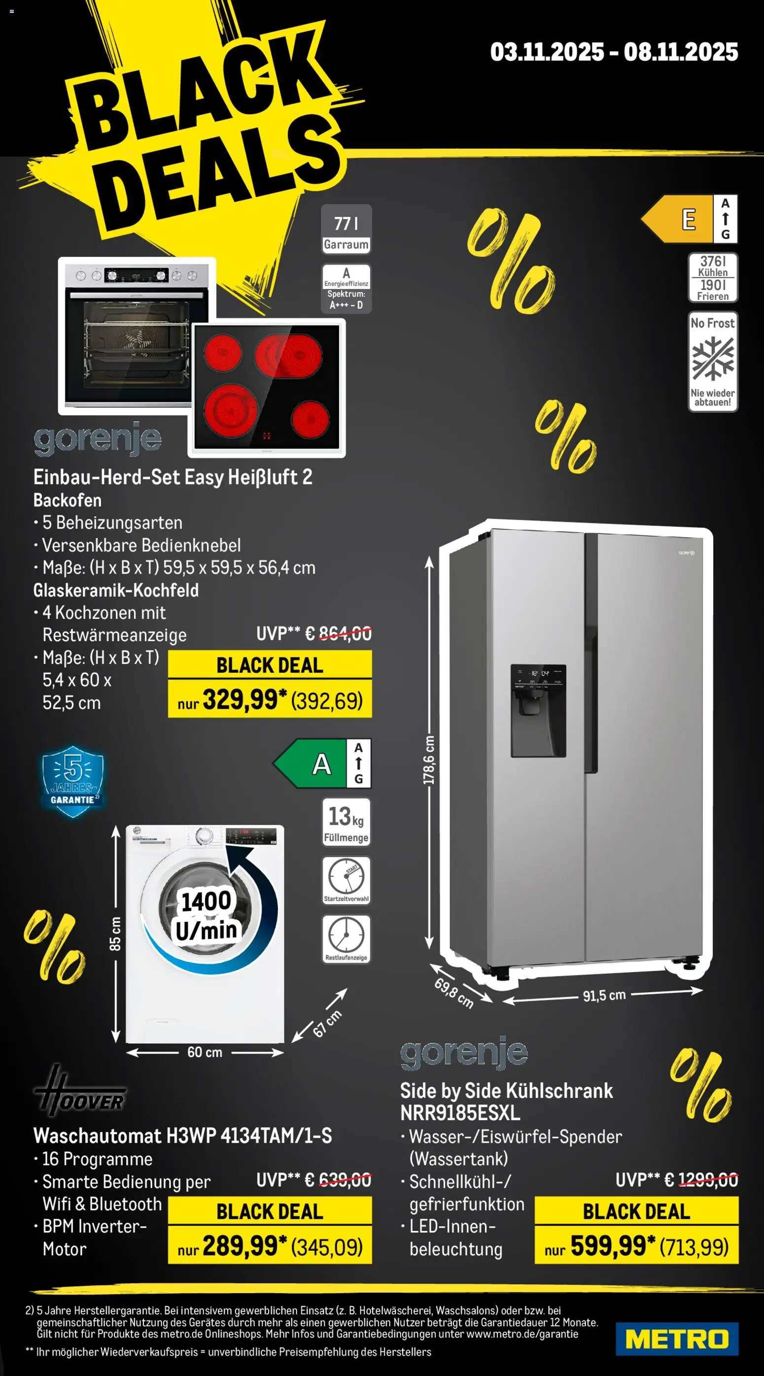 Metro - Black Friday – gültig ab 03.10.2025 | Seite: 20 | Produkte: Gorenje, Kühlschrank, Backofen