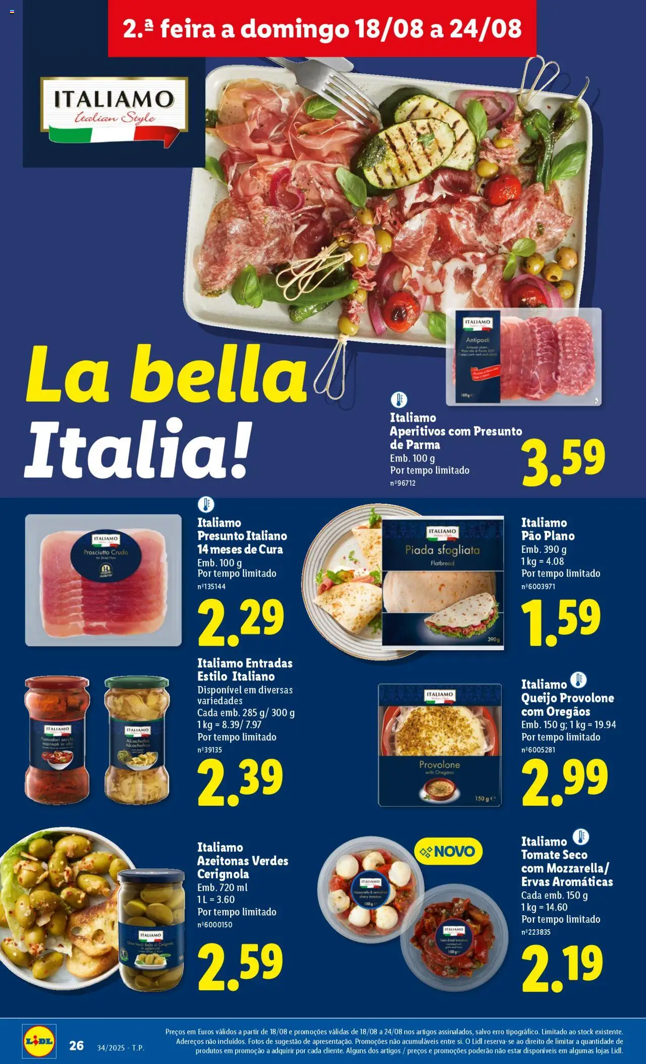 Lidl folheto │ válido de 18.08.2025 | Página: 26 | Produtos: Azeitonas, Pão, Tomate, Alcachofras