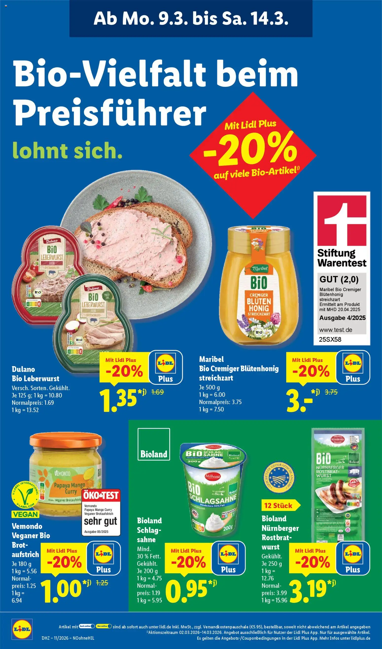 Lidl Prospekt Lüchow – gültig ab 09.03.2026 | Seite: 8 | Produkte: Mango, Wurst, Brot, Sahne