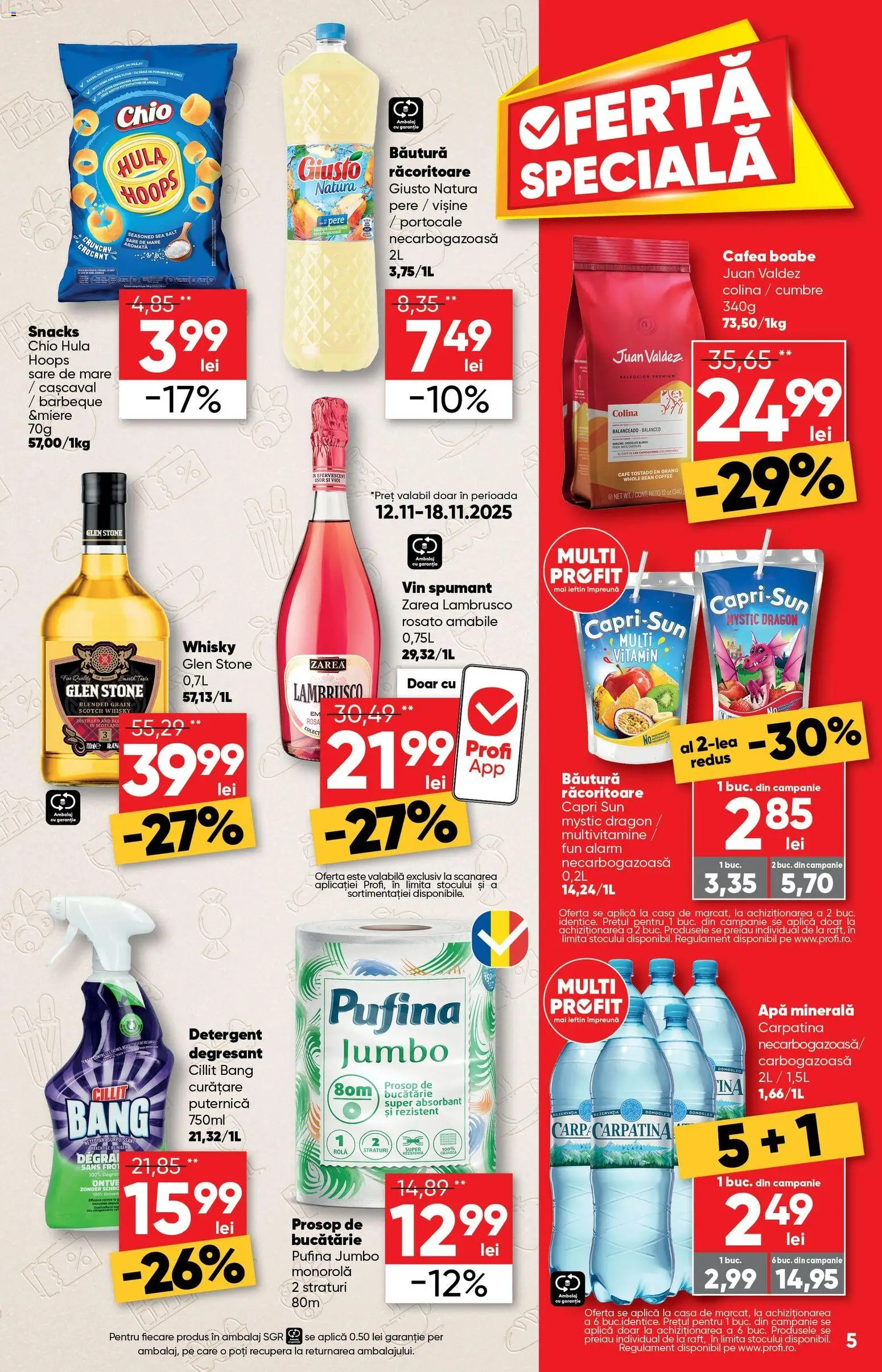 Noul catalog Profi – valabil de la 12.11.2025 | Pagină: 5 | Produse: Yazı tahtası kalemi, Cașcaval, Cafea, Sare