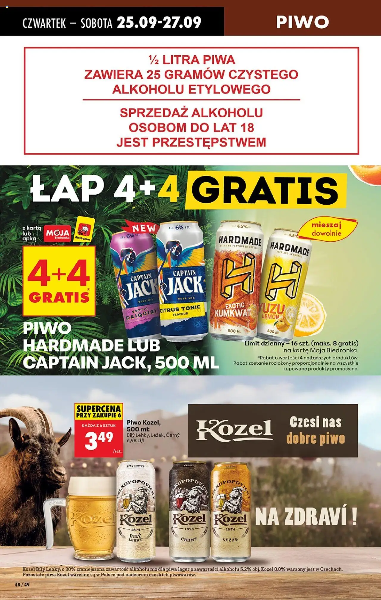 Biedronka gazetka - Oferta w tym tygodniu od 25.09.2025 | Strona: 60 | Produkty: Karta, Leżak, Piwo