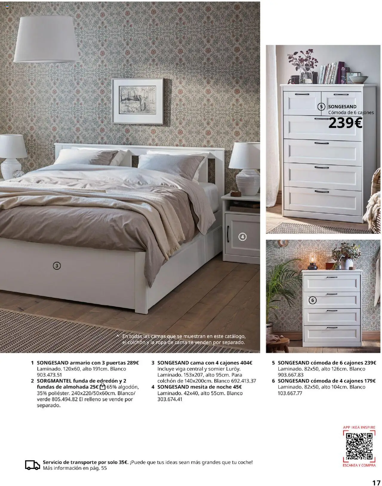 Catálogo IKEA Dormitorios │ válido desde el 04.02.2025 | Página: 17 | Productos: Edredón, Somier, Cama, Armario