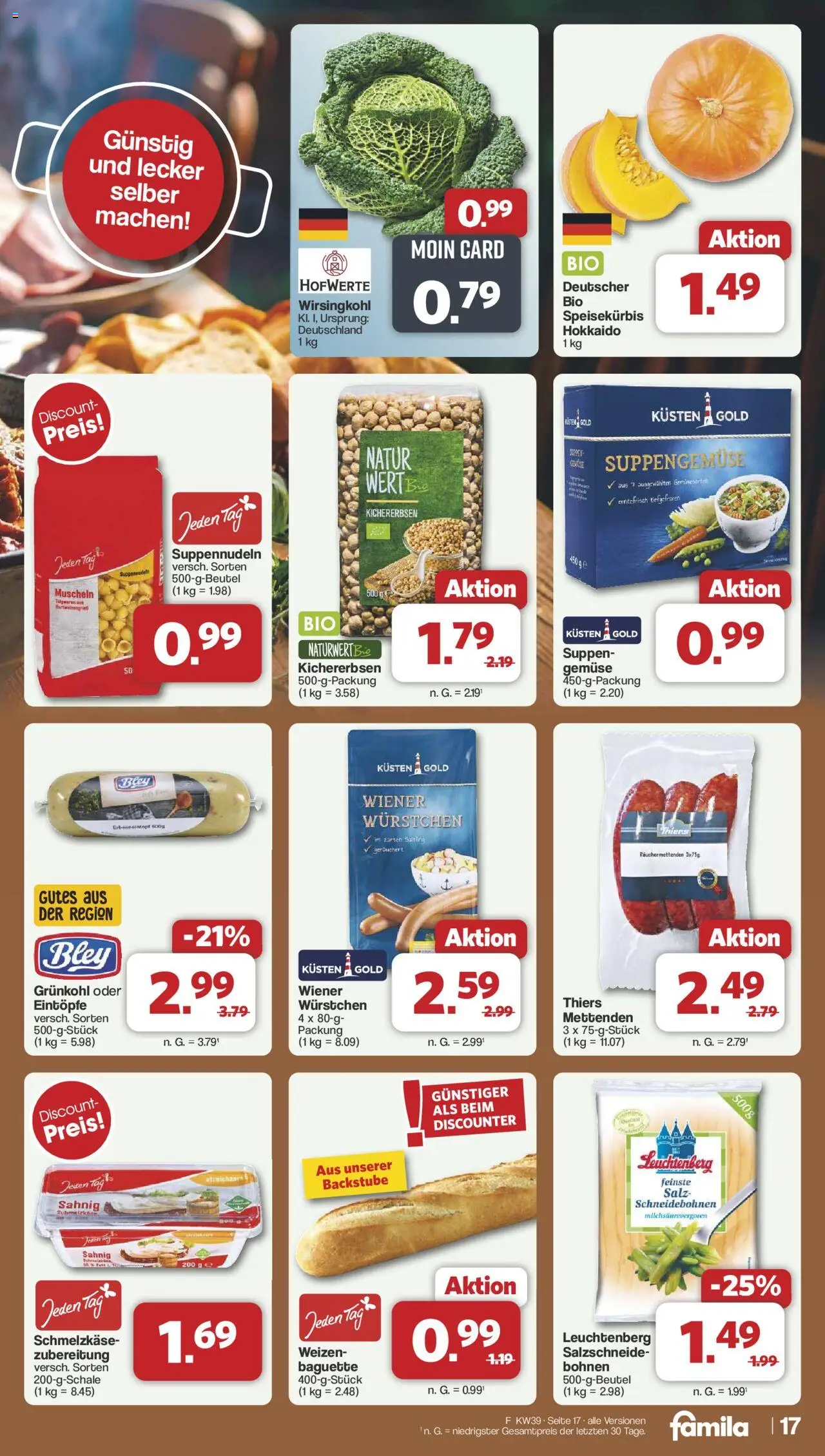 Famila Nordwest Prospekt 	 – gültig ab 22.09.2025 | Seite: 18 | Produkte: Wiener wurstchen, Baguette, Gemüse, Salz