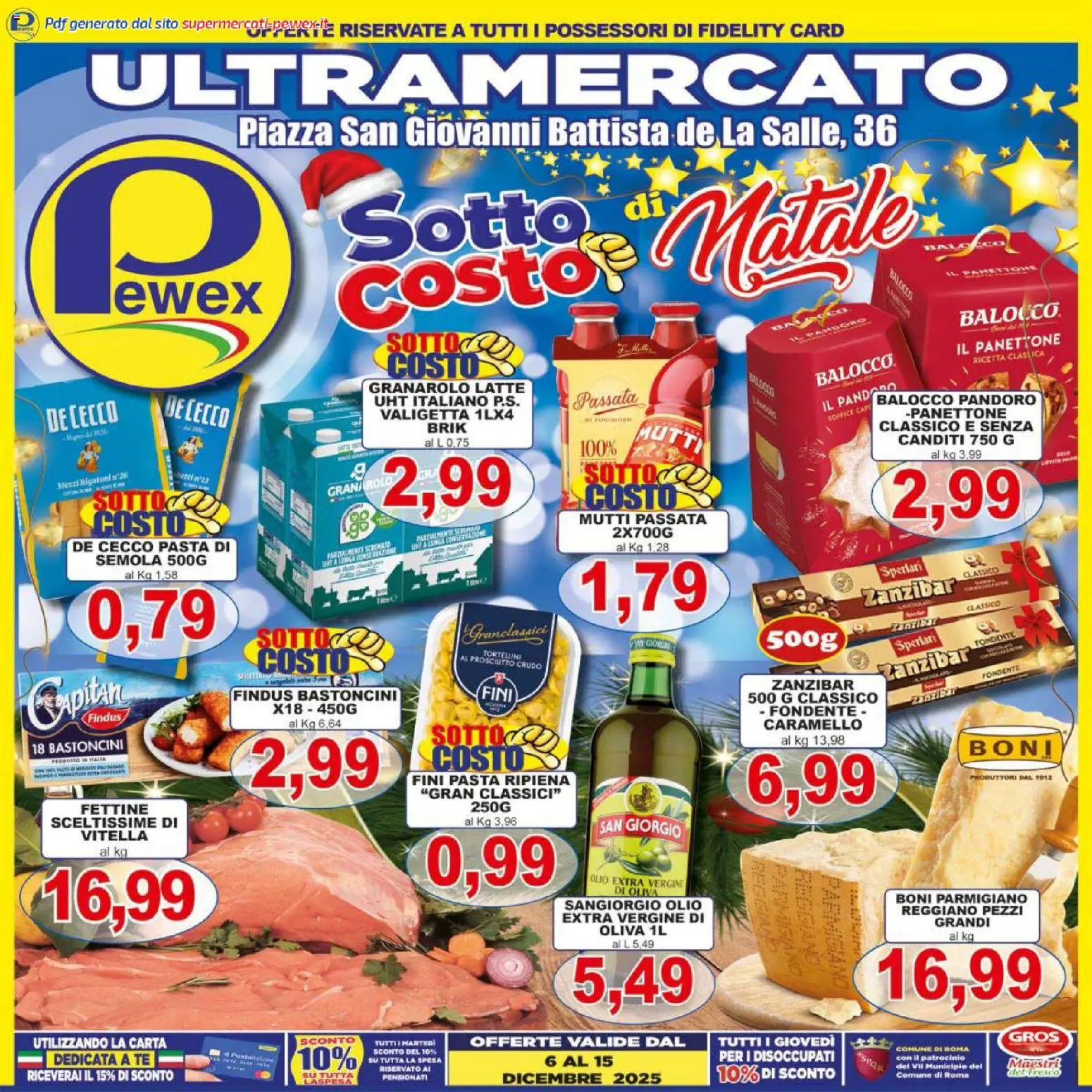 Volantino Pewex del 06.12.2025 | Pagina: 1 | Prodotti: Olio, Pandoro, Olio extra vergine, Mutti