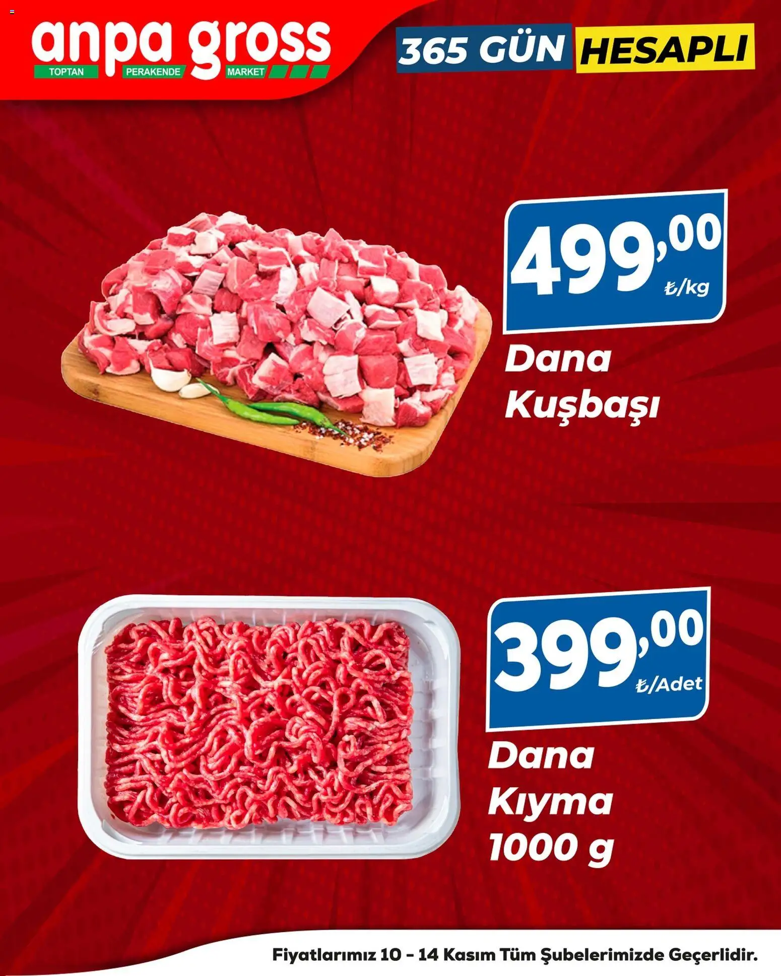 Anpa Gross - Kasap - 10.11.2025 tarihinden itibaren geçerlidir | Sayfa: 1 | Ürünler: Kıyma, Dana kuşbaşı
