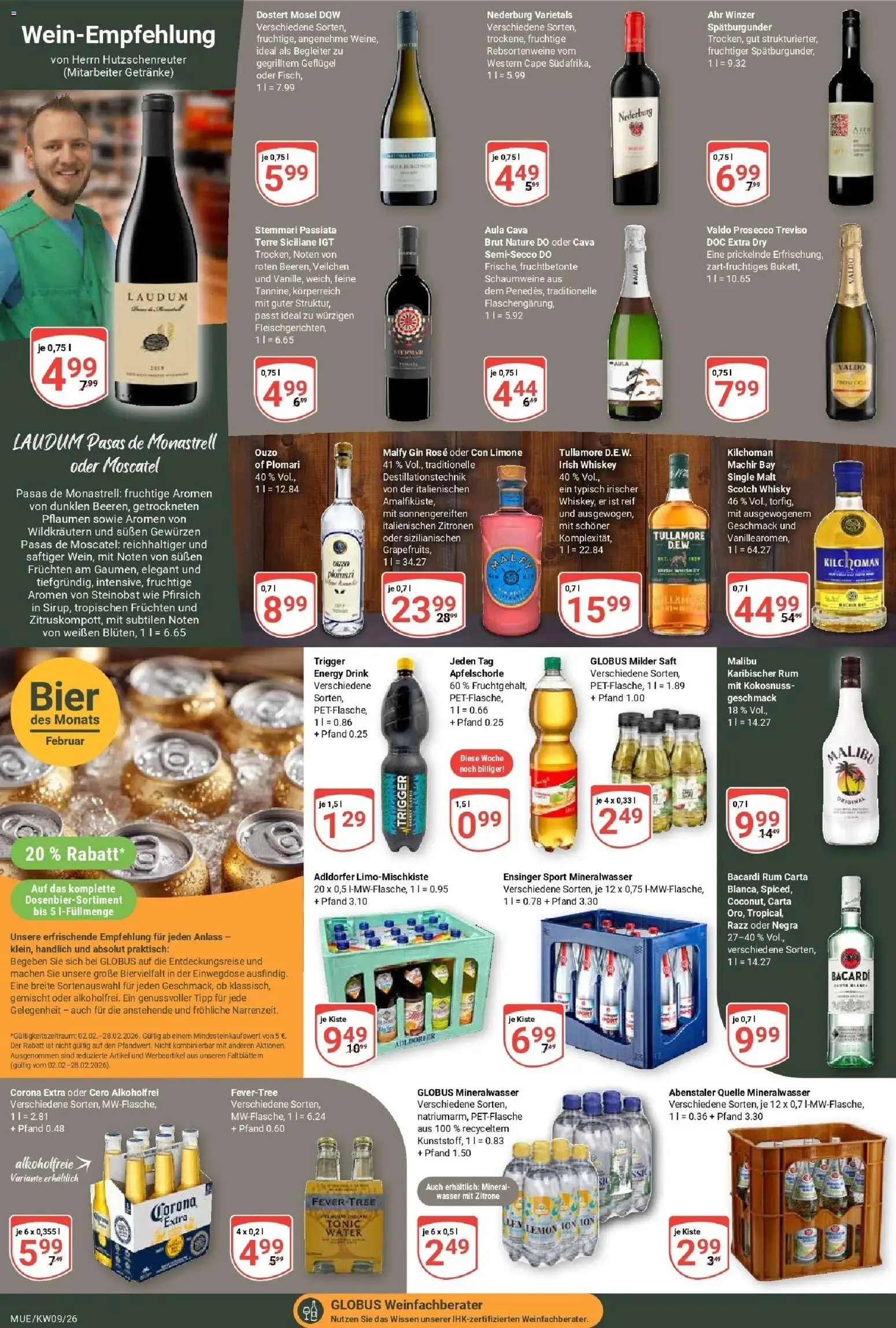 Globus Prospekt Mühldorf – gültig ab 23.02.2026 | Seite: 13 | Produkte: Ouzo, Prosecco, Zitrone, Pfirsich