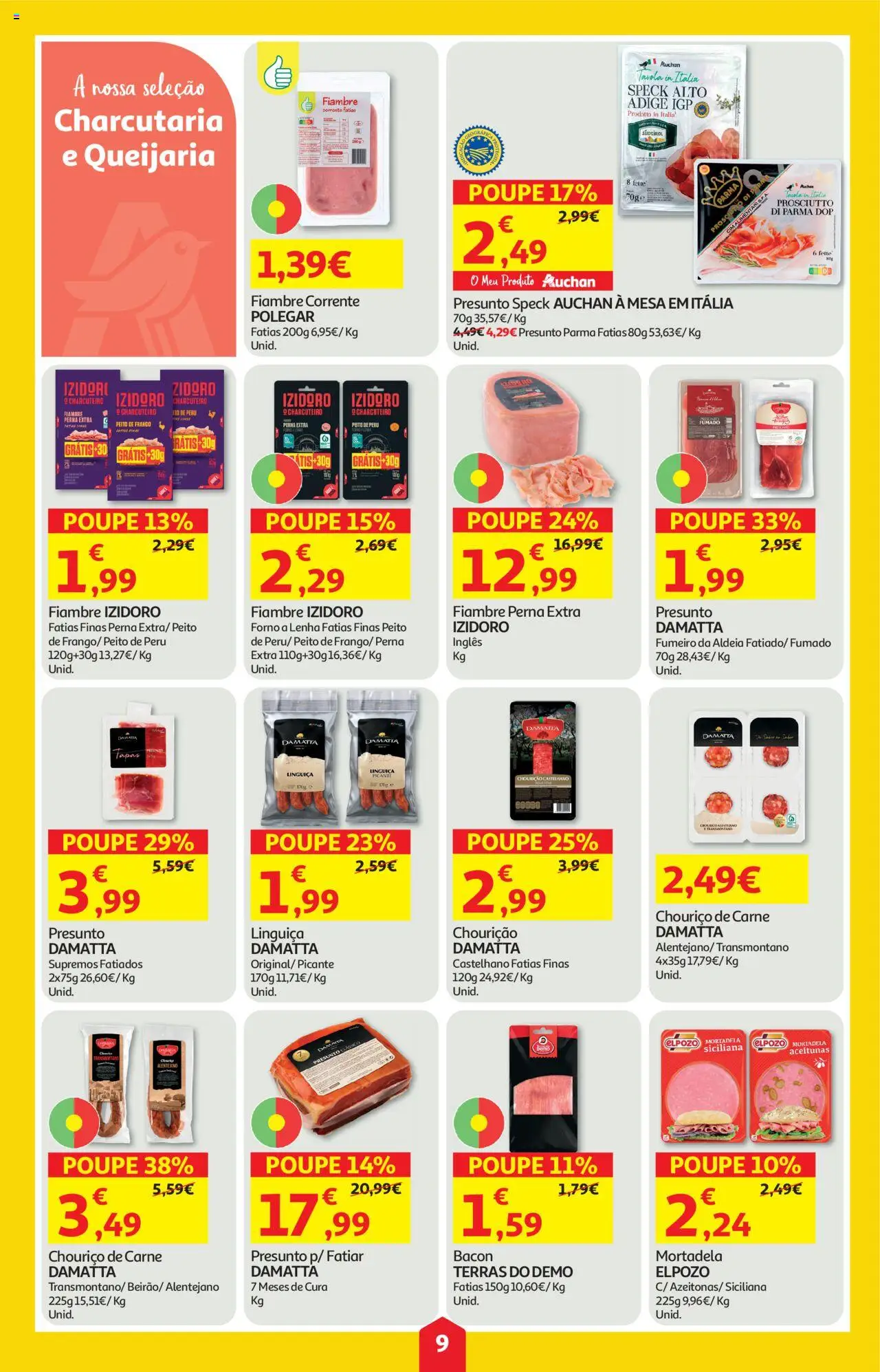 Auchan folheto │ válido de 16.10.2025 | Página: 9 | Produtos: Forno, Bacon, Mesa, Presunto