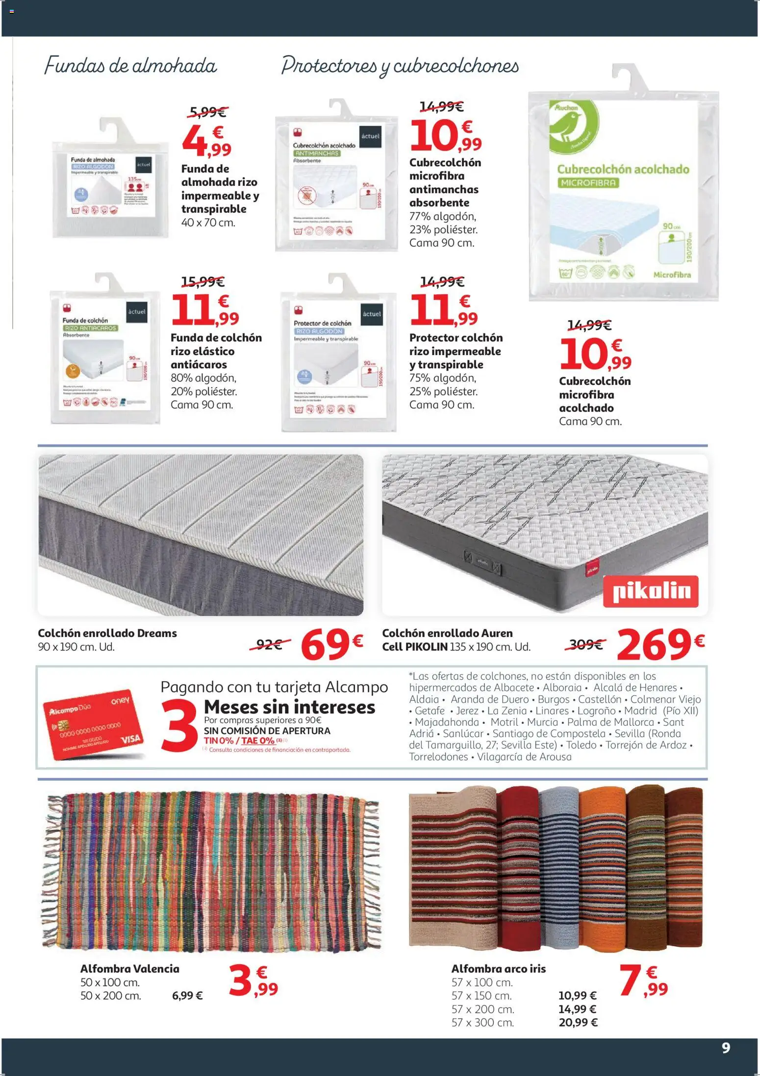 Alcampo - HP Blanco │ válido desde el 09.01.2026 | Página: 9 | Productos: Colchon, Funda, Cama, Alfombra