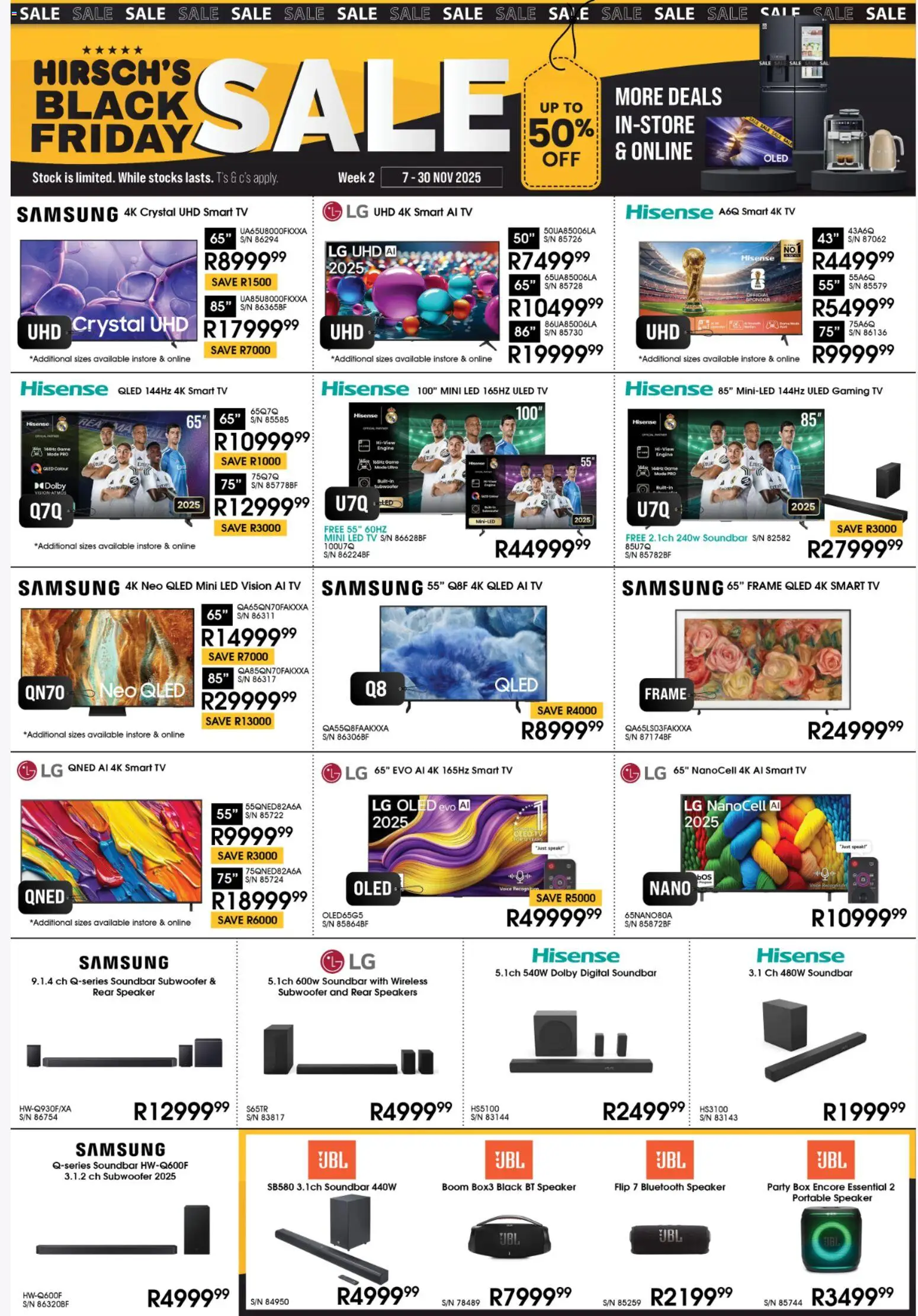 New Hirsch's catalogue – valid from 31.10.2025 | Page: 1 | Products: TV, Box, Soundbar, Stock