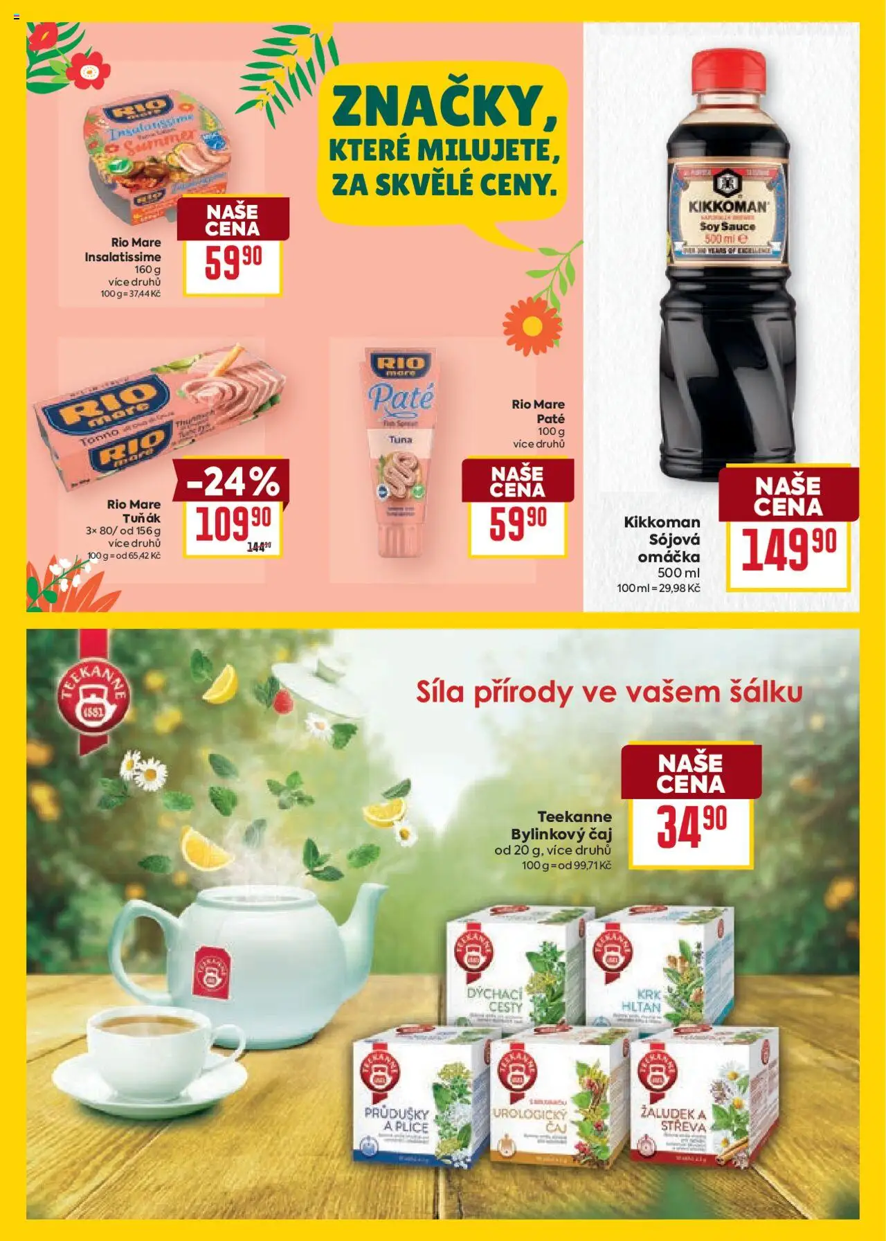 Billa Velký leták od 24.09.2025 | Strana: 18 | Produkty: Tuňák, Čaj, Teekanne, Rio mare