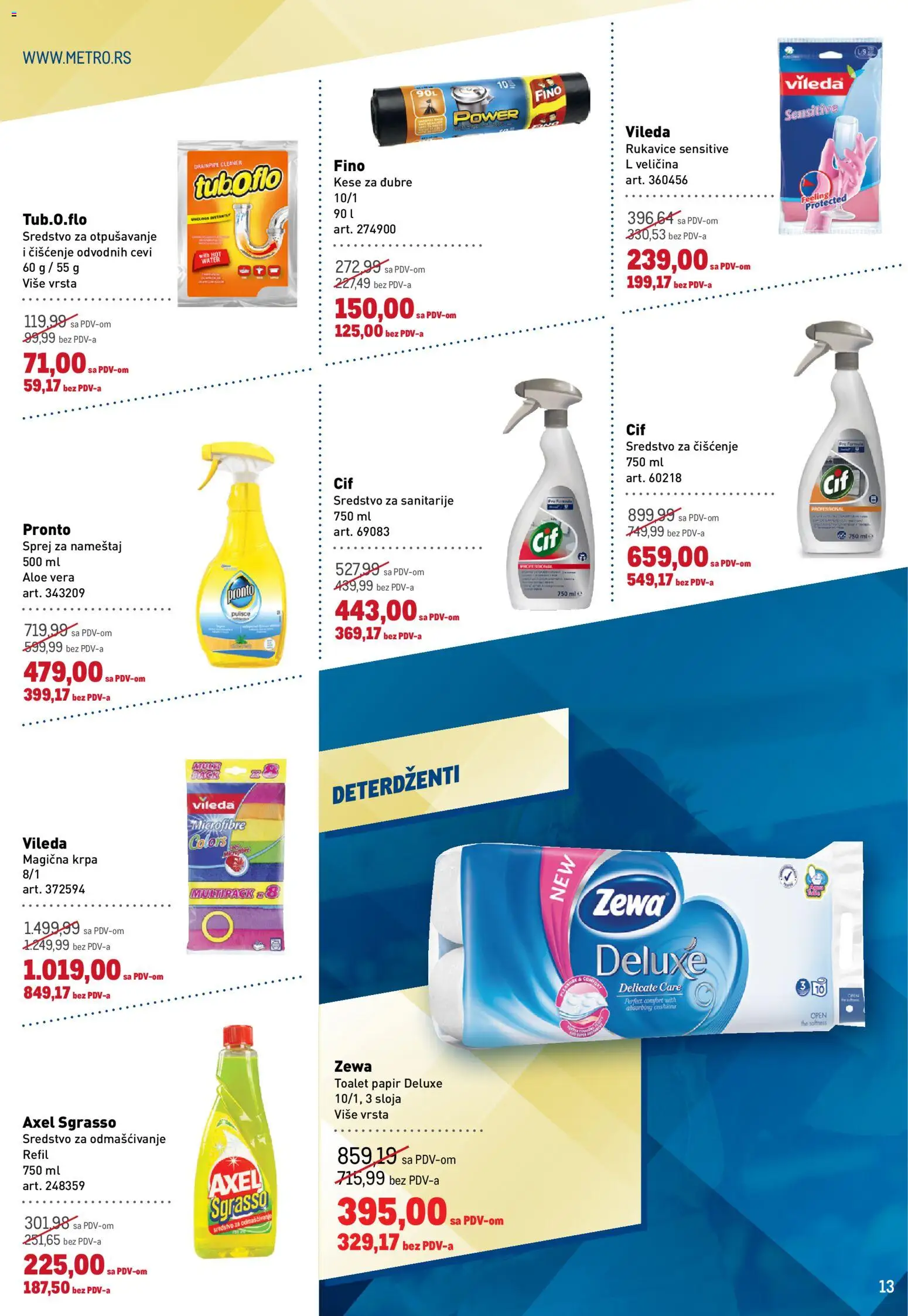 Metro katalog - važi od 19.02.2026 | Strana: 13 | Proizvode: Rukavice, Toalet papir, Pronto, Vileda