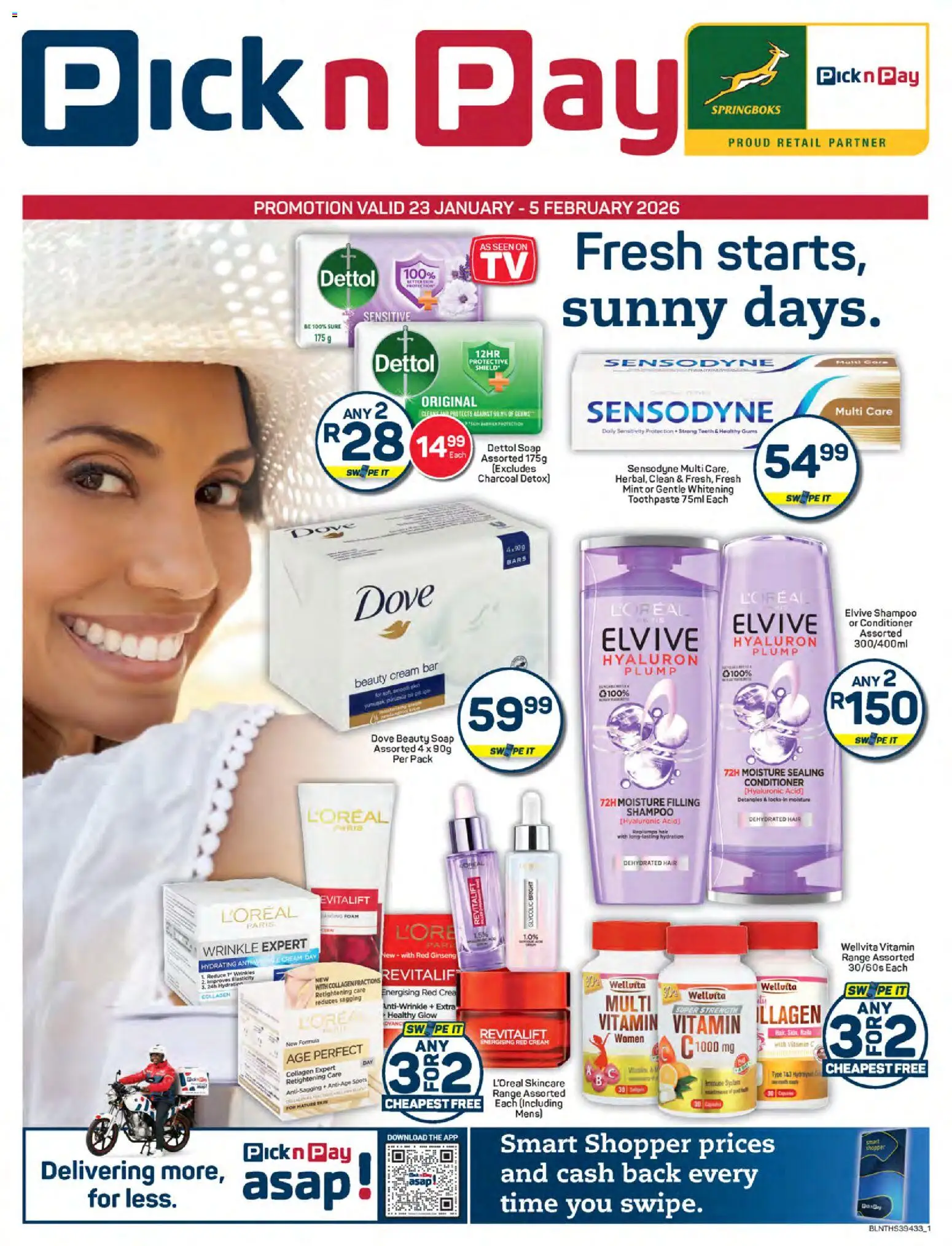 New Pick n Pay catalogue – valid from 23.01.2026 | Page: 1 | Products: Shampoo, Conditioner, Toothpaste, Foam