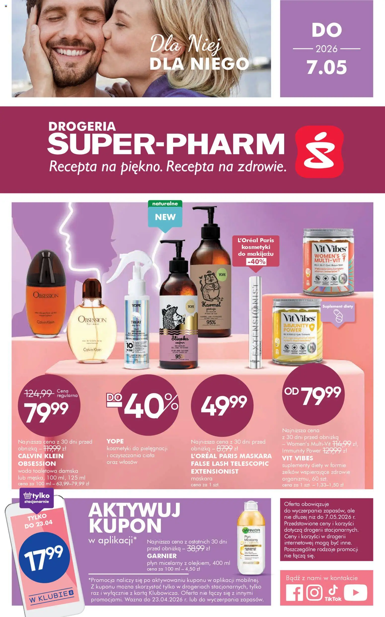 Super-pharm gazetka od 08.04.2026 | Strona: 1 | Produkty: Karta, Drogeria, Woda toaletowa, Woda