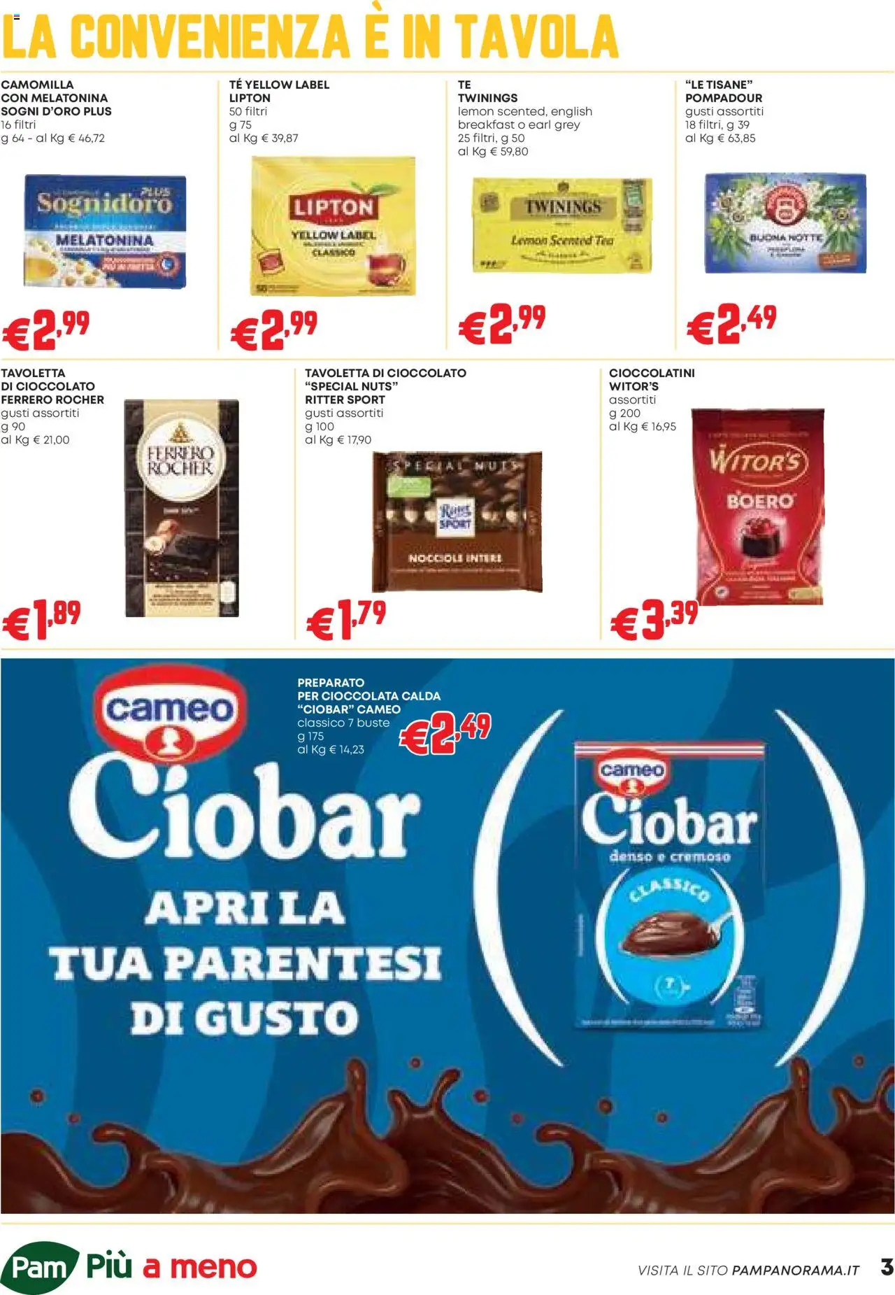 Volantino PAM del 09.10.2025 | Pagina: 3 | Prodotti: Cioccolato, Tè, Nocciole, Cioccolatini