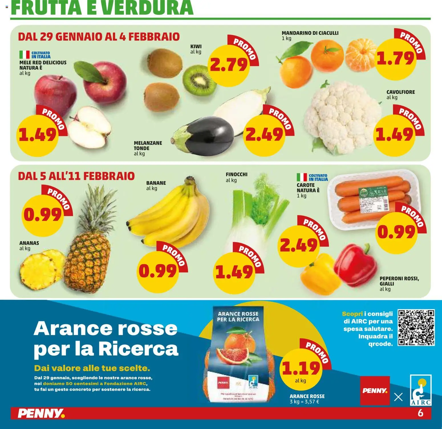 Volantino PENNY del 29.01.2026 | Pagina: 6 | Prodotti: Peperoni, Kiwi, Carote, Finocchi