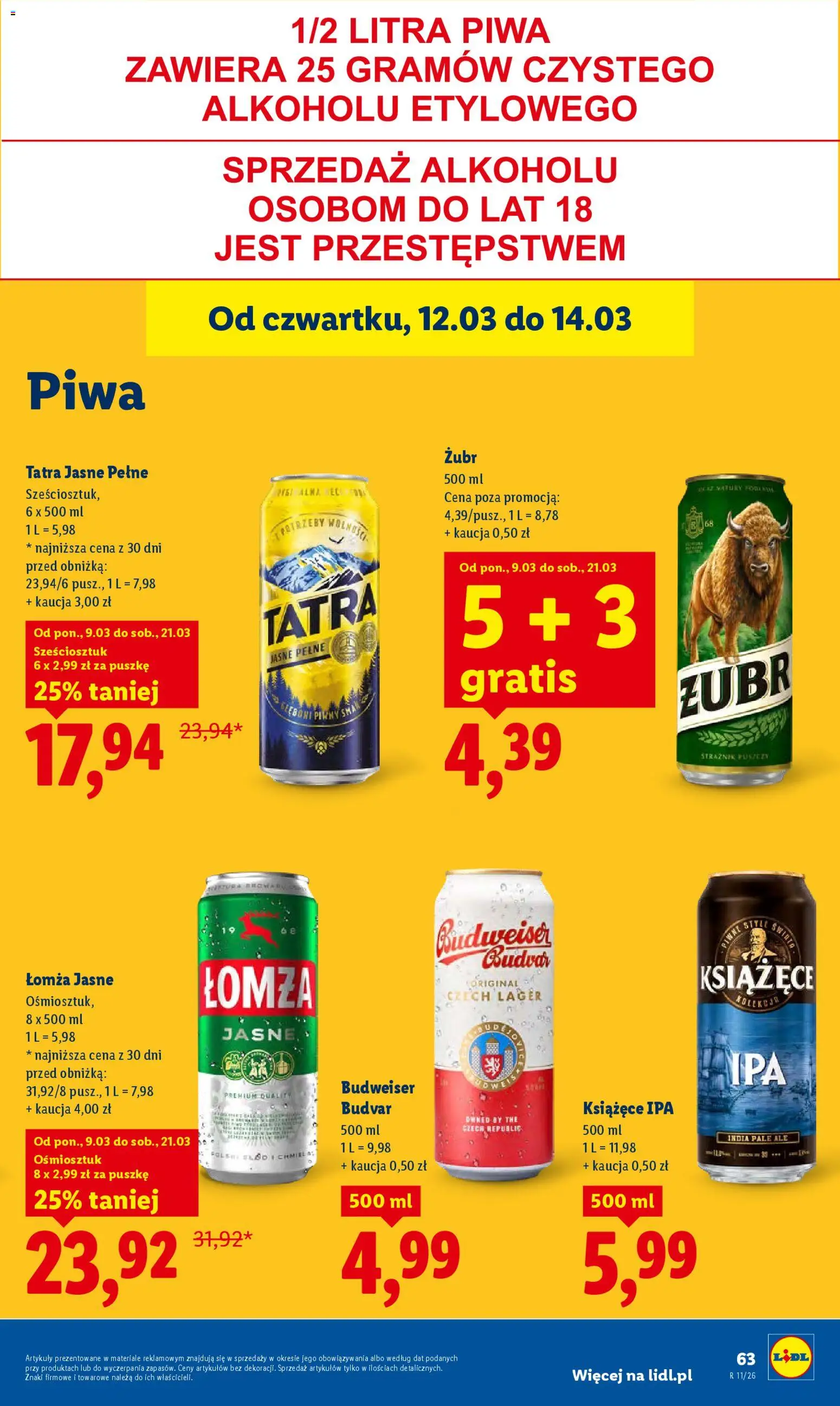 Lidl Polsko leták od 12.03.2026 | Strana: 65 | Produkty: Budvar, Zubr