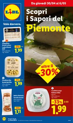 Anteprima del volantino Lidl volantino Piemonte valido a partire dal 30.04.2026
