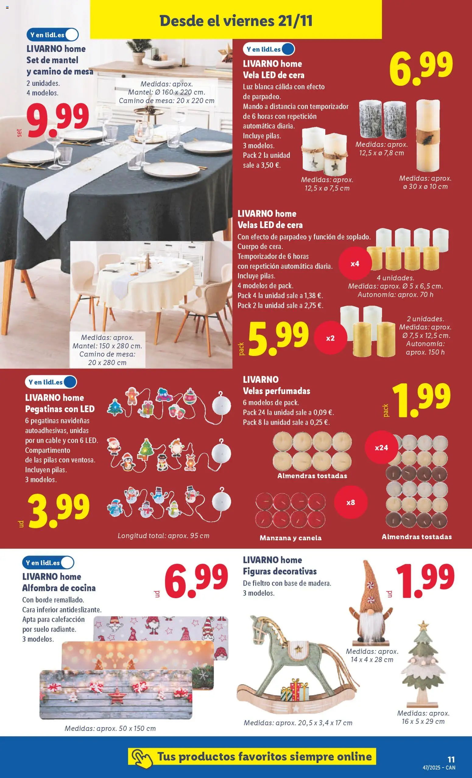Lidl - Canarias  │ válido desde el 17.11.2025 | Página: 11 | Productos: Mantel, Vela, Κουνουπιέρα, Alfombra
