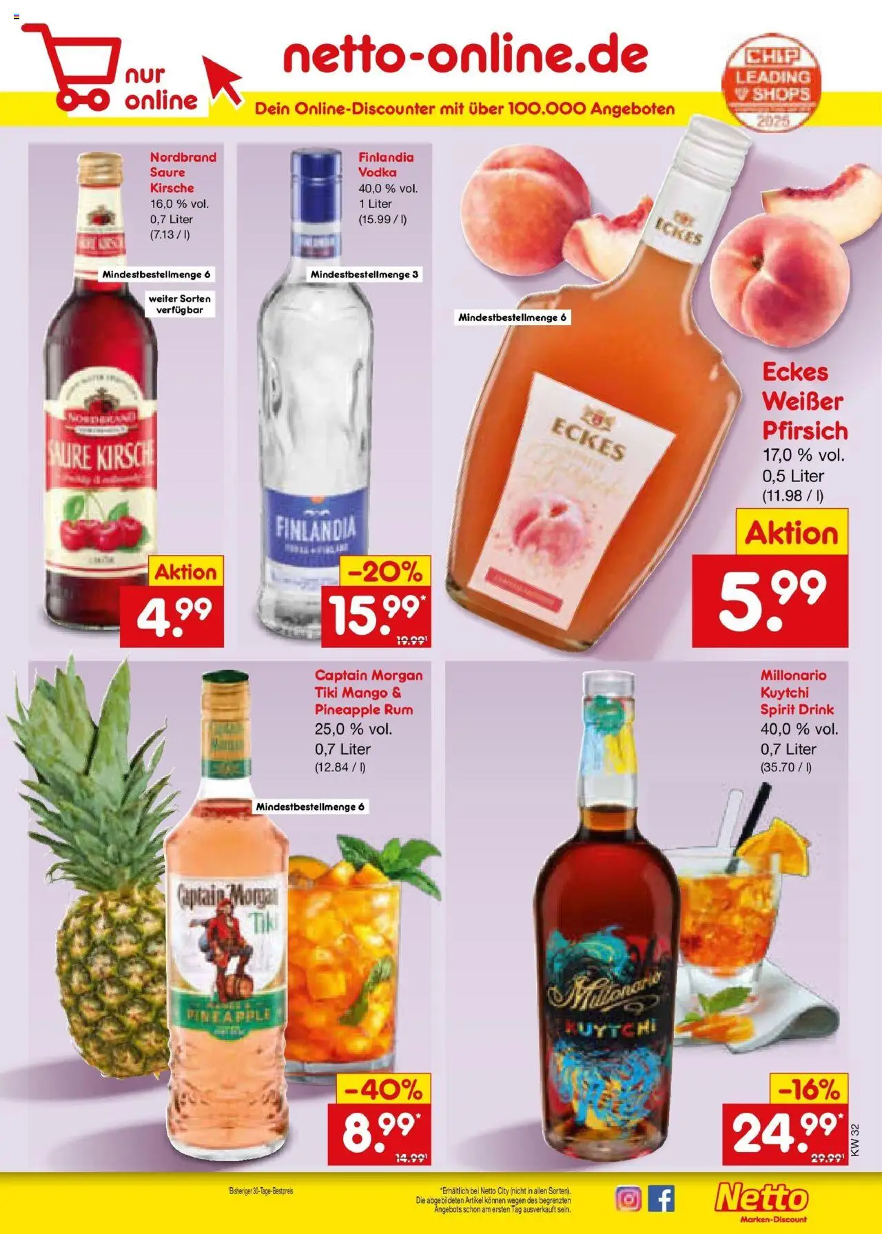 Netto Marken-Discount prospekt Buttenwiesen	 - gültig ab dem 04.08.2025 | Seite: 35 | Produkte: Mango, Pfirsich, Captain morgan, Vodka