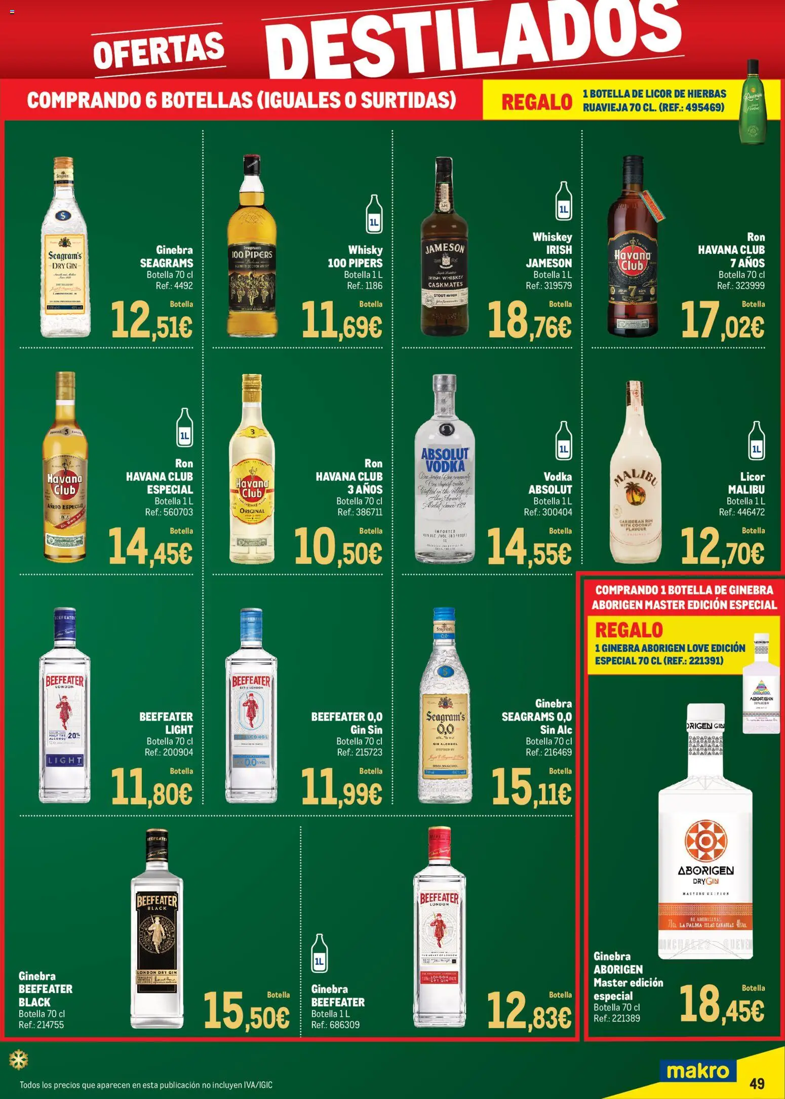 Makro - Precios Navidad Canarias │ válido desde el 24.11.2025 | Página: 49 | Productos: Ron, Ginebra, Vodka, Whisky
