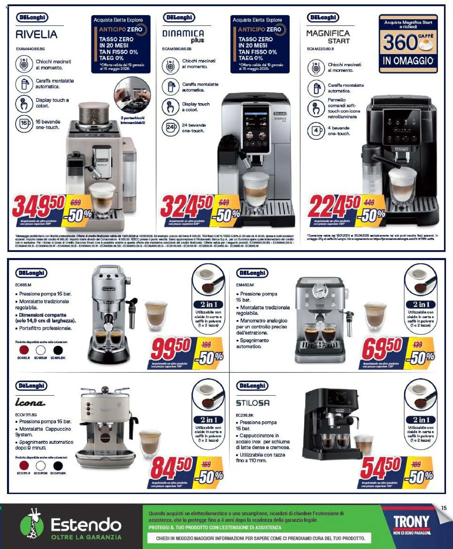 Volantino Trony del 19.02.2026 | Pagina: 15 | Prodotti: Caraffa, Caffè, Latte, Manometro