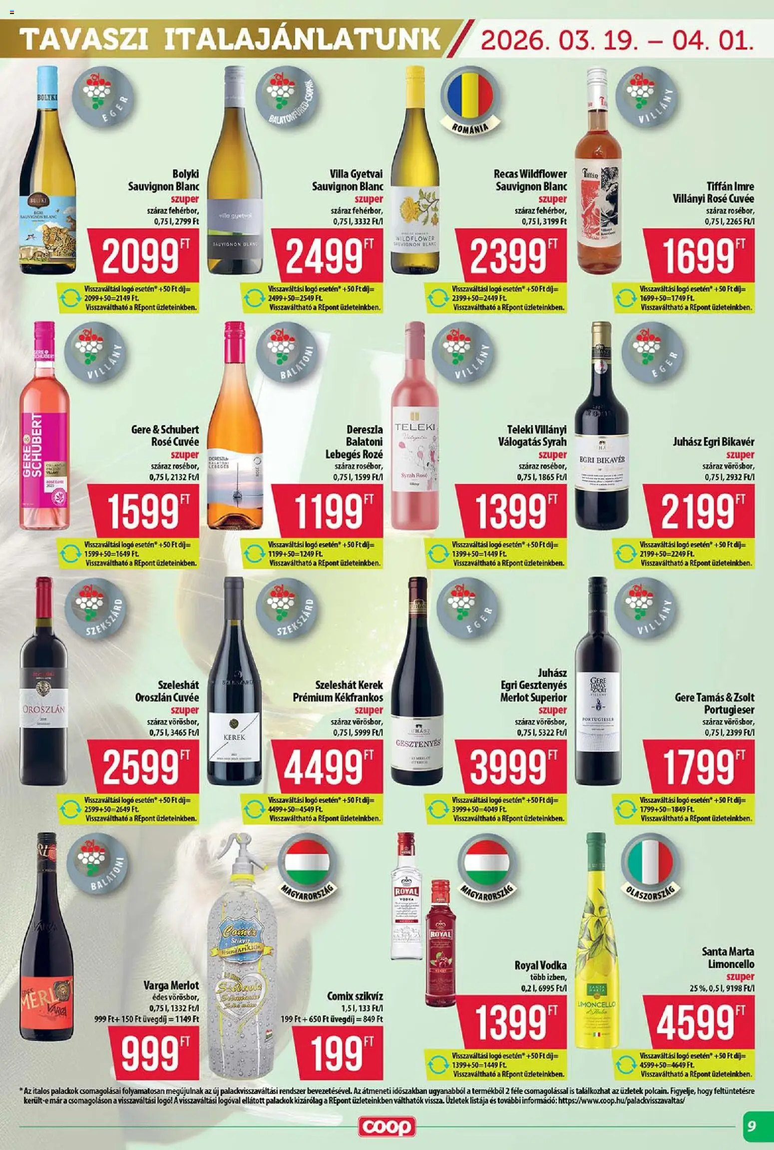 COOP Szolnok akciós ujság - amely érvényes a következő dátumtól: 19.03.2026 | Oldal: 9 | Termékek: Egér, Vodka