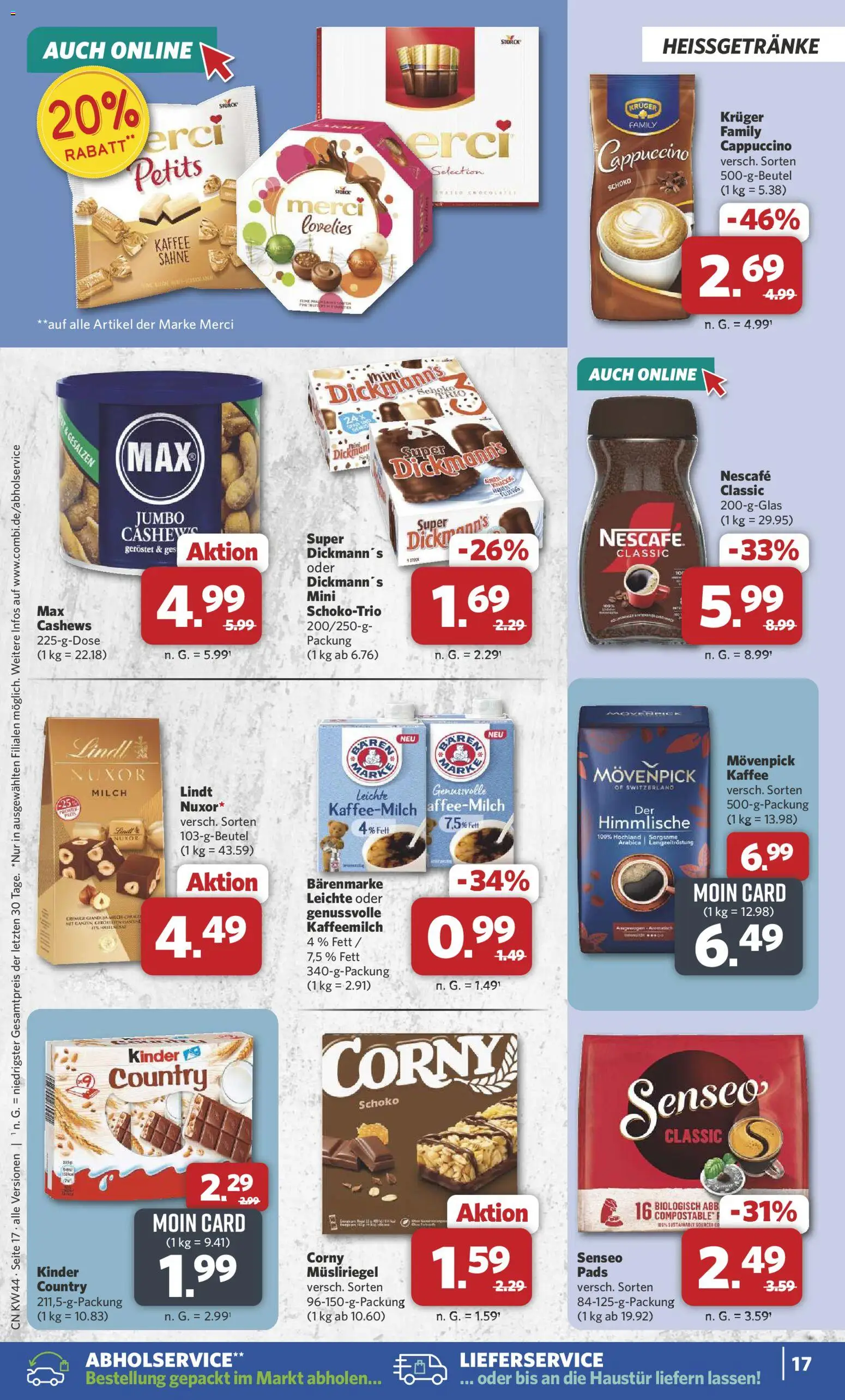 Combi Prospekt 	 – gültig ab 27.10.2025 | Seite: 18 | Produkte: Senseo, Milch, Movenpick kaffee, Lindt