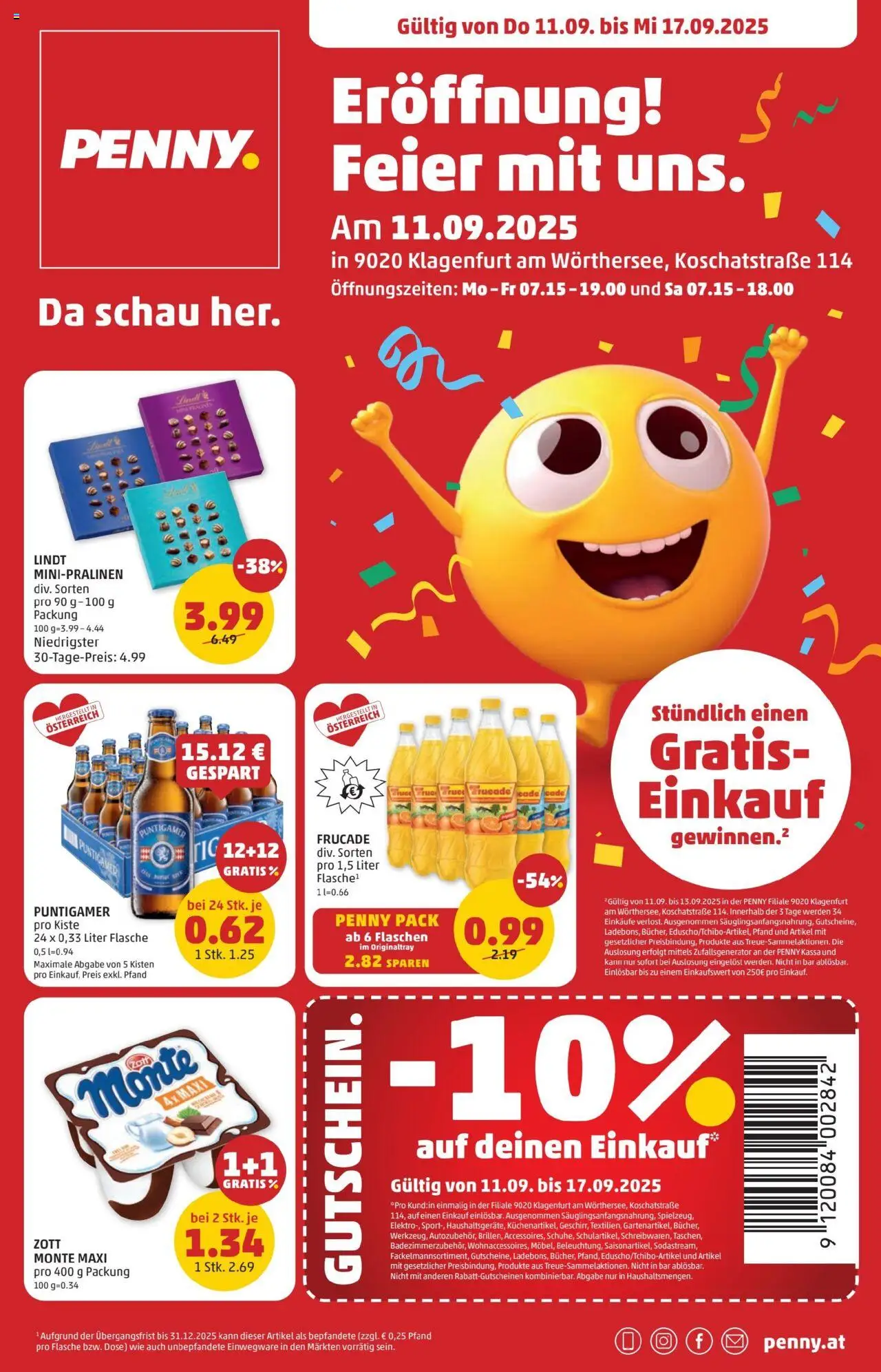 Penny Markt - Eröffnung in 9020 Klagenfurt am Wörthersee gültig ab 11.09.2025 | Seite: 1