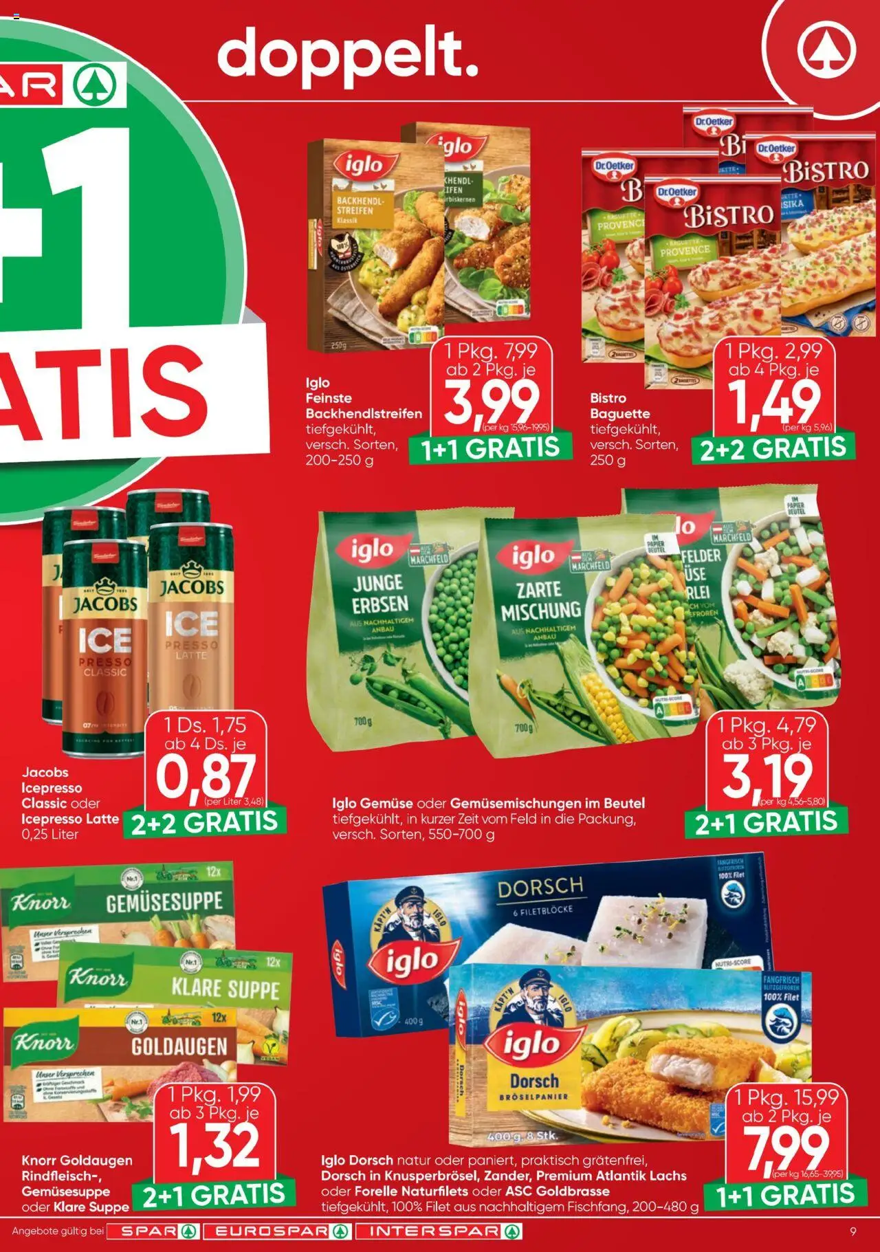 Spar Flugblatt gültig ab 14.08.2025 | Seite: 9 | Produkte: Gemüse, Erbsen, Jääkaappipakastin, Rindfleisch