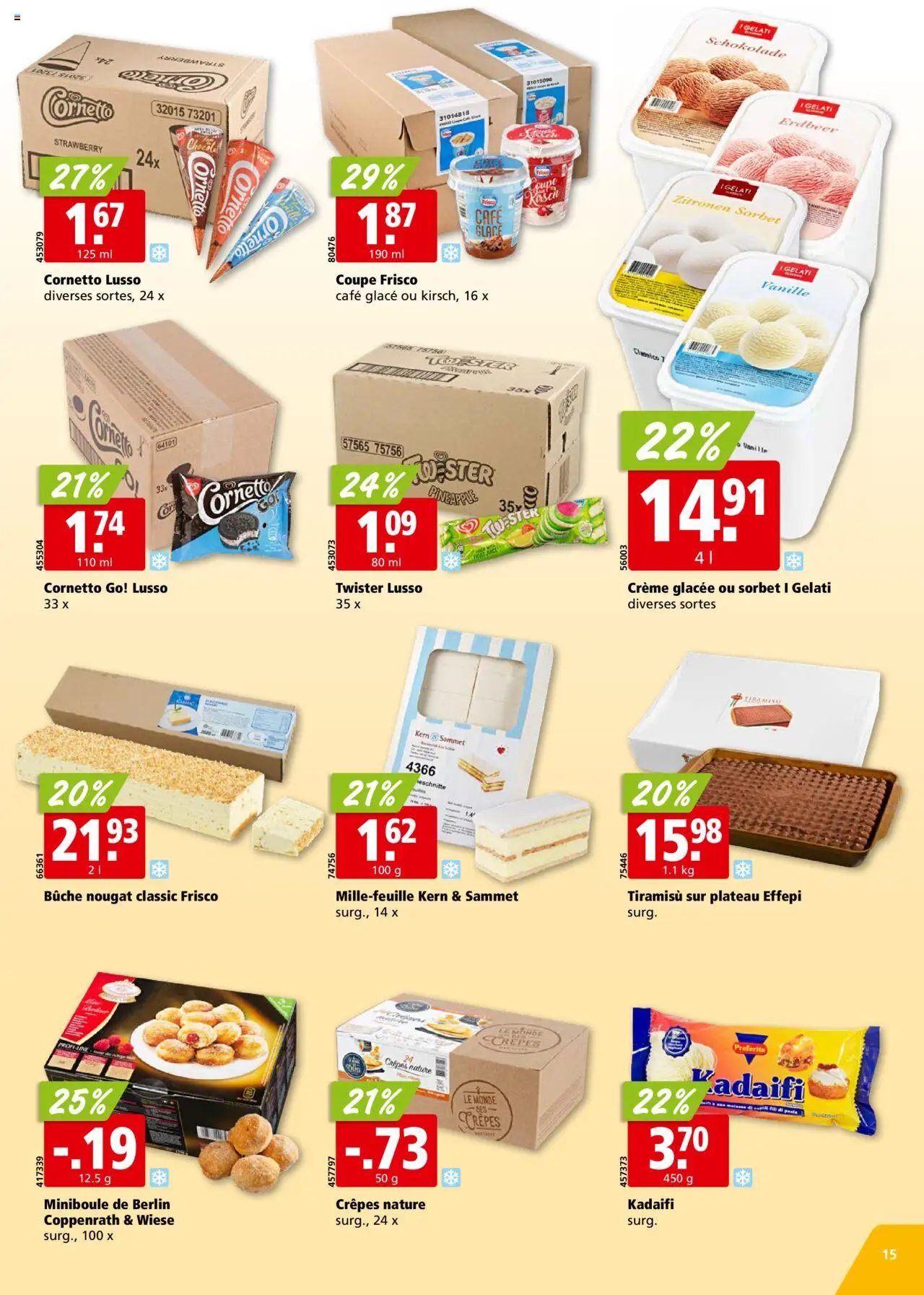 Aligro Aktionen Chavannes, Matran, Genève, Sion – gültig ab 15.09.2025 | Seite: 15 | Produkte: Kammerjunker, Glace, Schokolade, Creme
