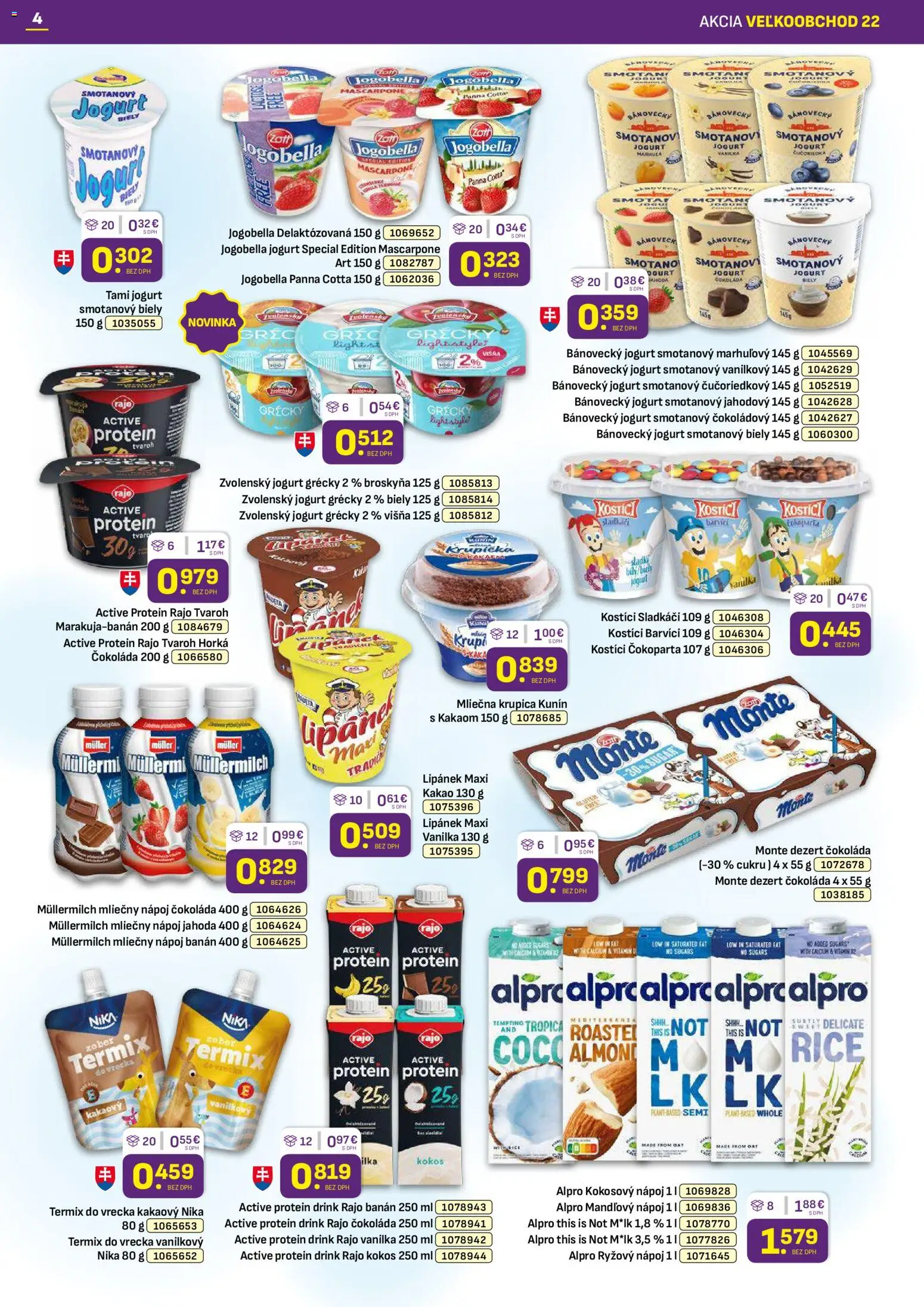Nové Libex akcie – leták je platný od 03.11.2025 | Strana: 4 | Produkty: Jogurt, Protein, Tvaroh, Kakao