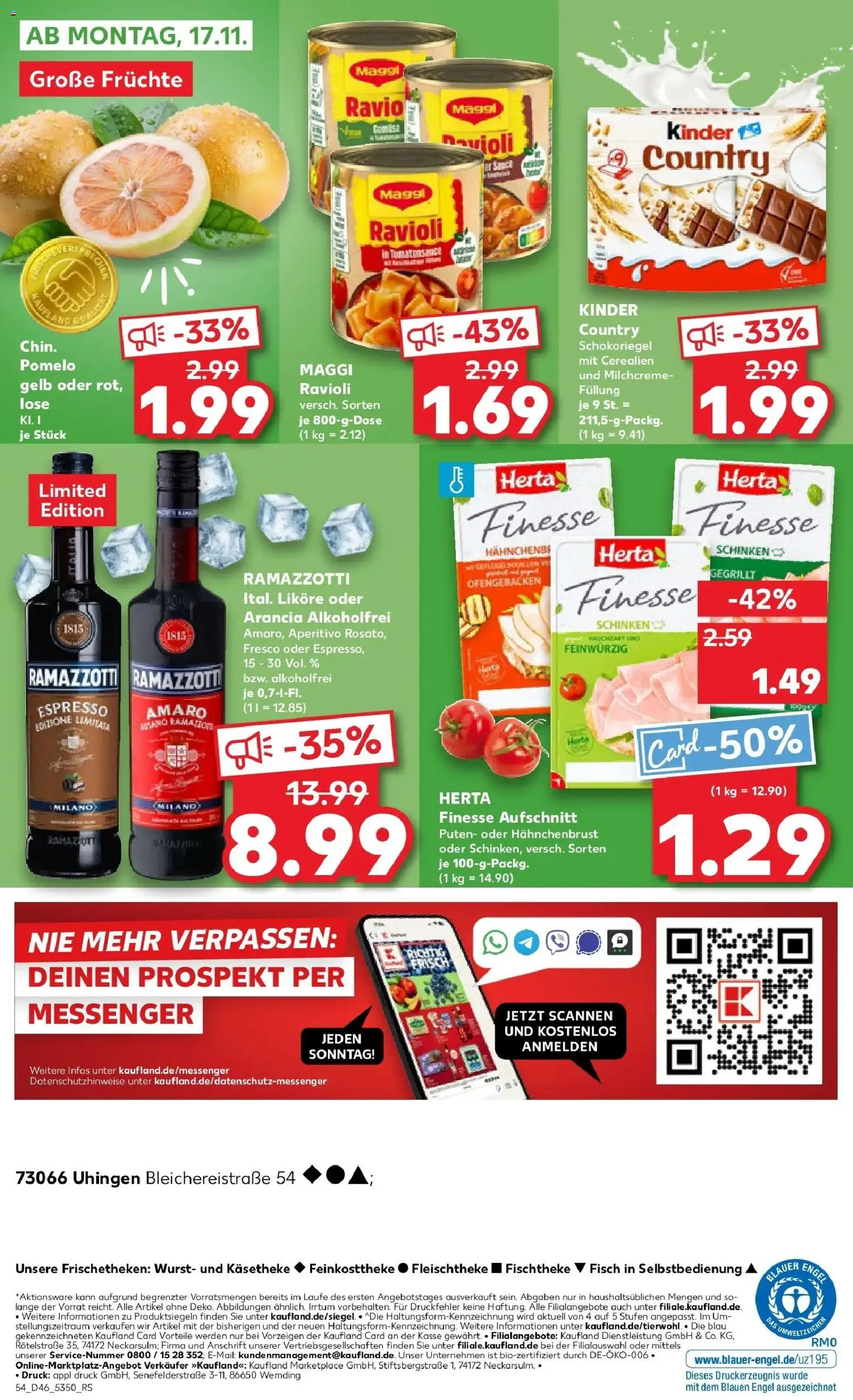 Kaufland prospekt Uhingen	 – gültig ab 13.11.2025 | Seite: 54 | Produkte: Maggi, Schinken, Herta finesse, Ramazzotti