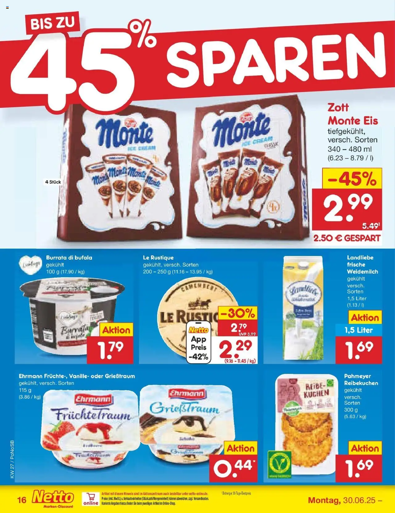 Netto Marken-Discount prospekt Amberg	 - gültig ab dem 29.06.2025 | Seite: 18 | Produkte: Burrata, Kuchen, Eis