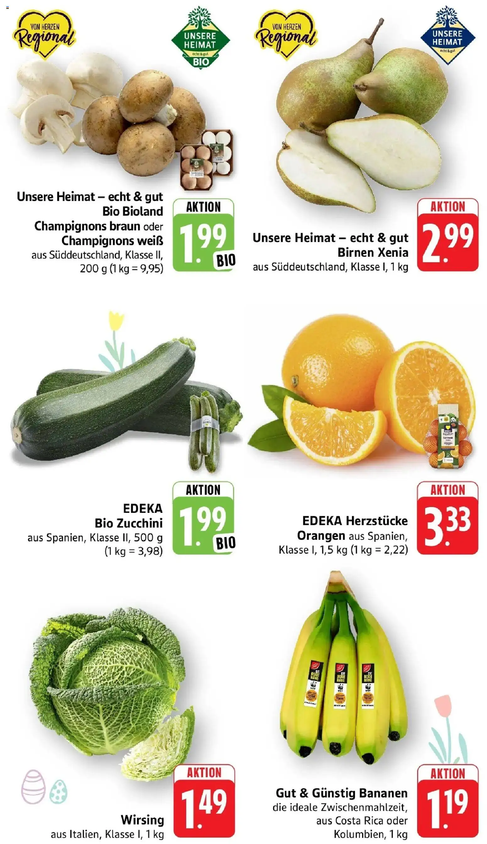 Edeka prospekt Offenburg-Zunsweier	 – gültig ab 22.03.2026 | Seite: 2 | Produkte: Bananen, Orangen, Champignons, Zucchini