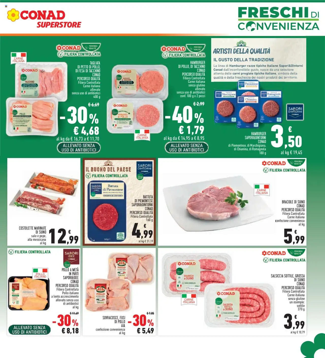 Volantino Conad del 14.08.2025 | Pagina: 3 | Prodotti: Suino, Tacchino, Salsiccia, Hamburger