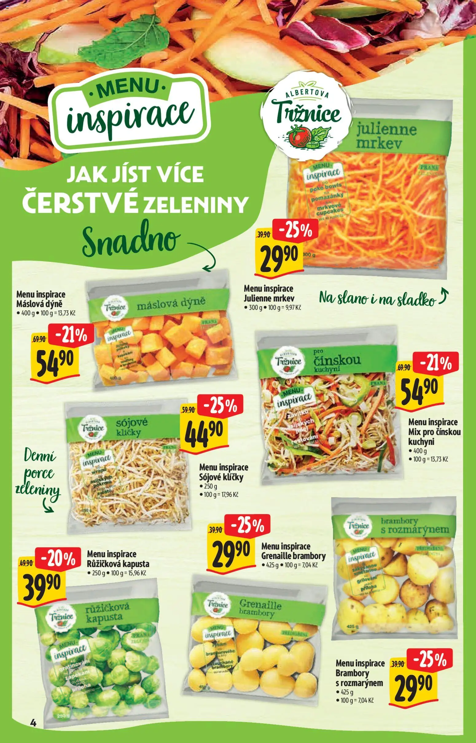 Albert katalog - Hypermarket od 14.01.2026 | Strana: 4 | Produkty: Pomazánky, Růžičková kapusta, Mrkev, Dýně