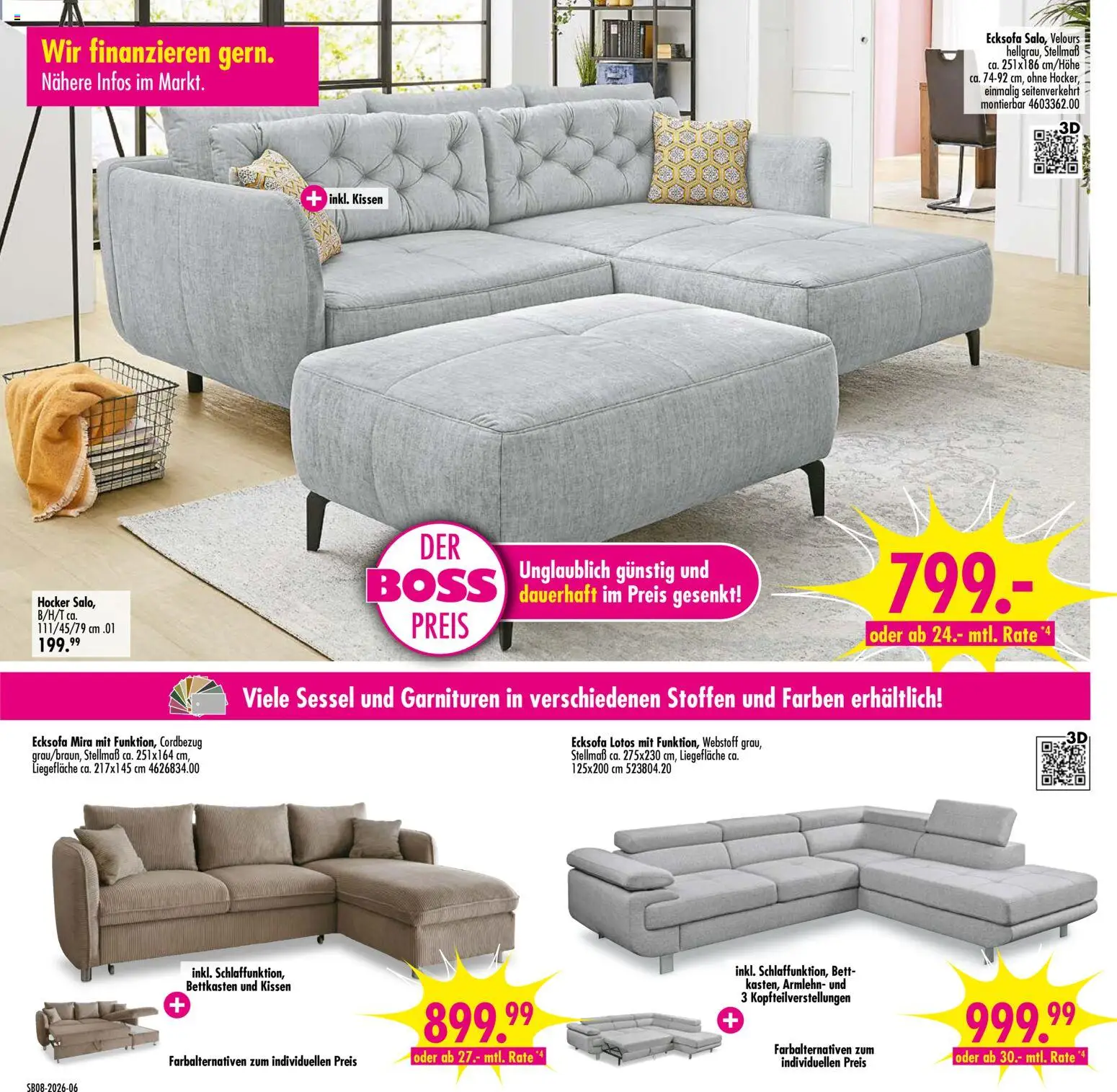 SB Möbel Boss Prospekt Alte Messe Leipzig	 – gültig ab 14.02.2026 | Seite: 6 | Produkte: Hocker, Ecksofa, Bett, Sessel